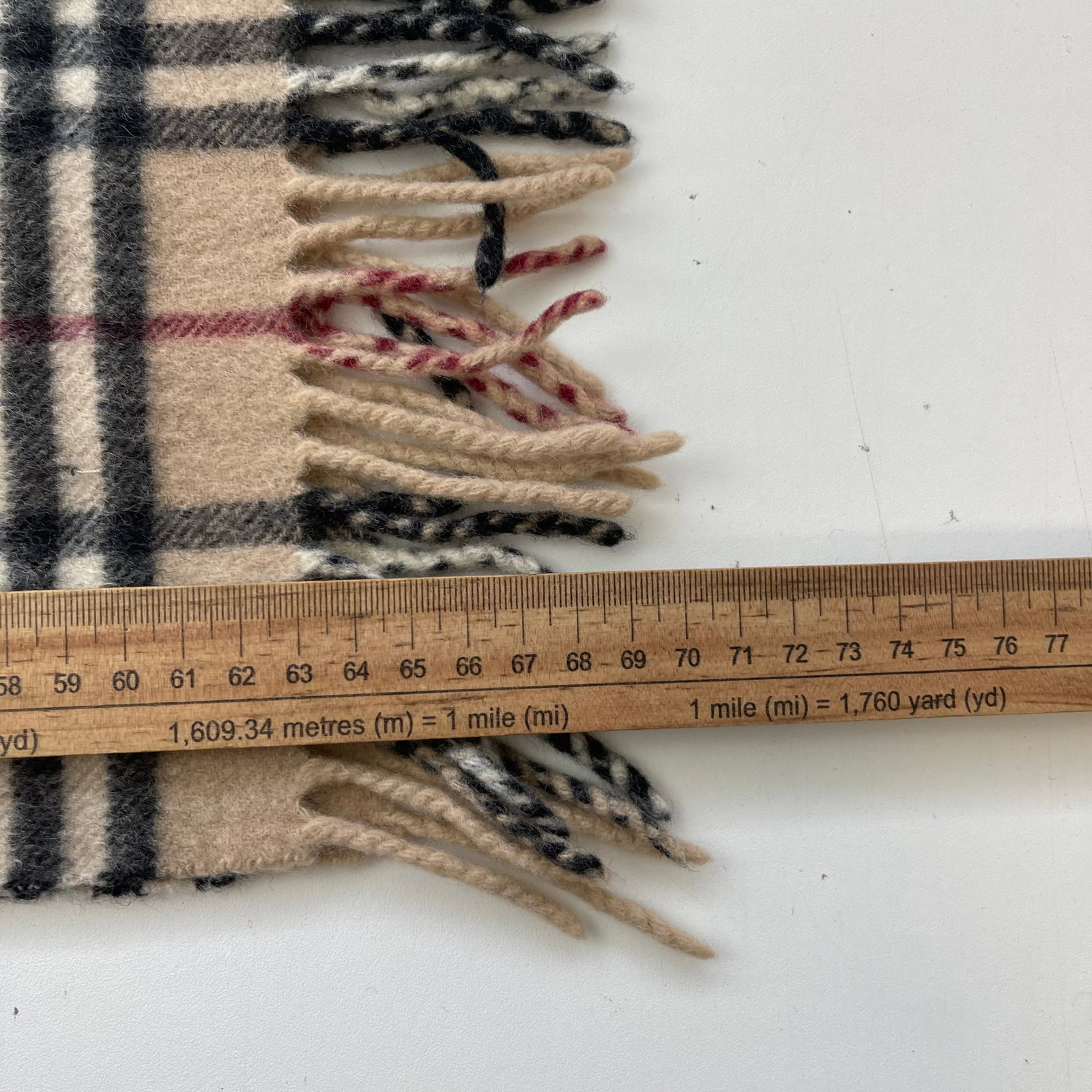 Burberry Beige Plaid 50% Wool 50% Cashmere Scarf - 8