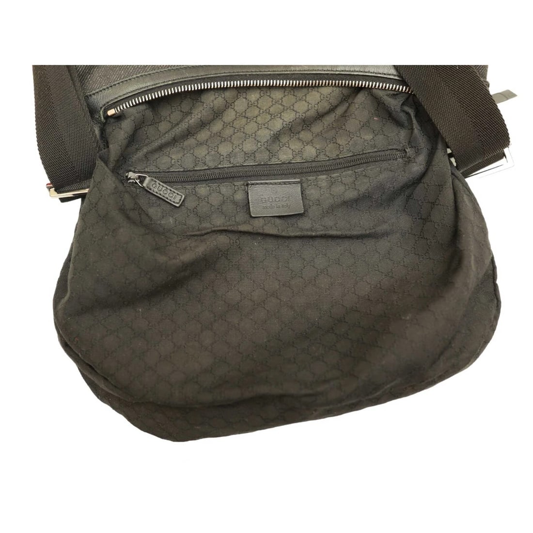 Gucci Black Denim & leather details with Silver Hardware Crossbody Shoulder Bag - 7