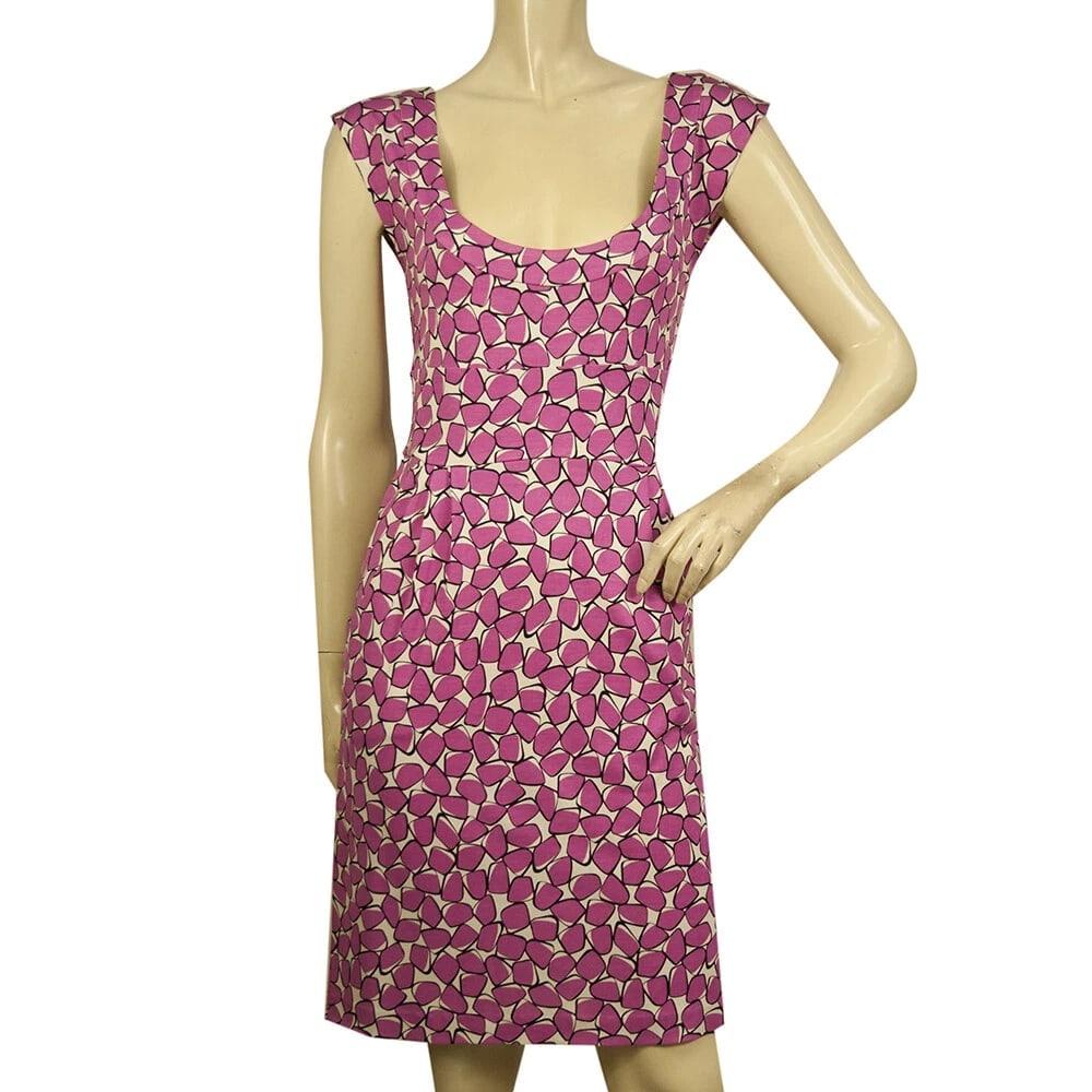 DVF Diane Von Fustenberg Taran Silk Fuchsia White Sleeveless Mini Dress size 4 (1 of 6)