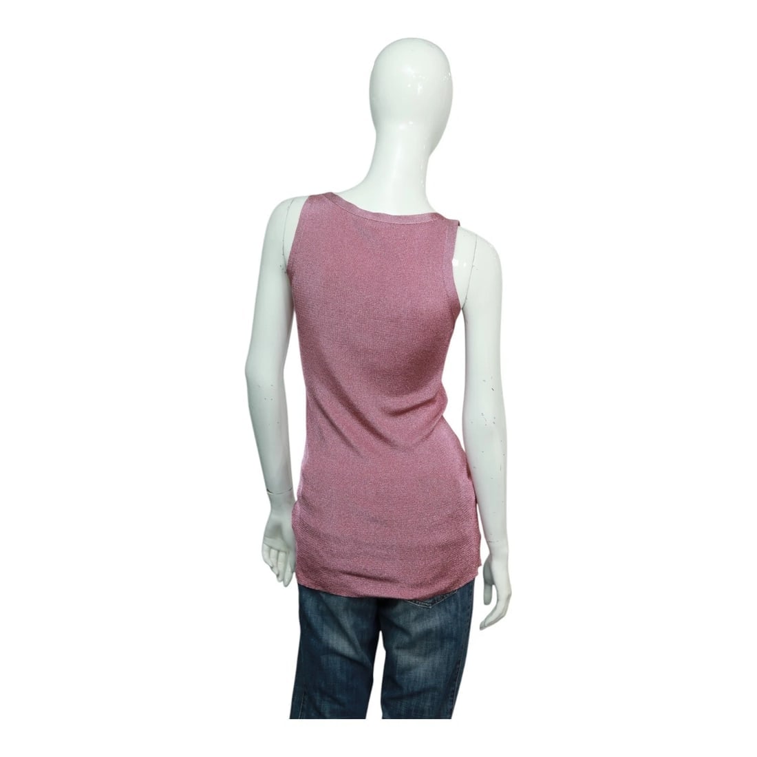 Gucci Sleeveless Sweater V-neck Cami Top Metallic Fuschia Viacose Polyester S - 2