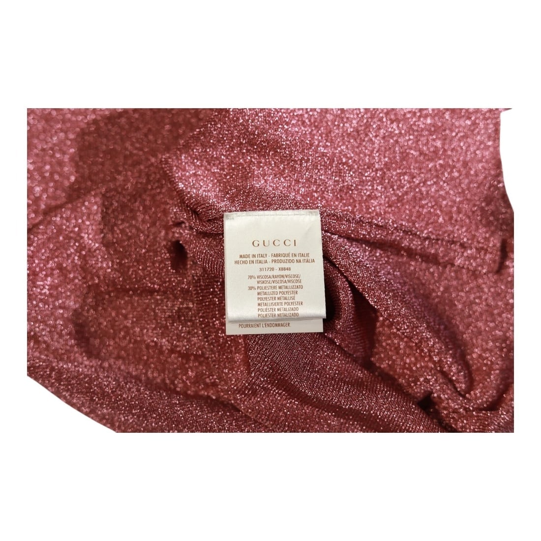 Gucci Sleeveless Sweater V-neck Cami Top Metallic Fuschia Viacose Polyester S - 4