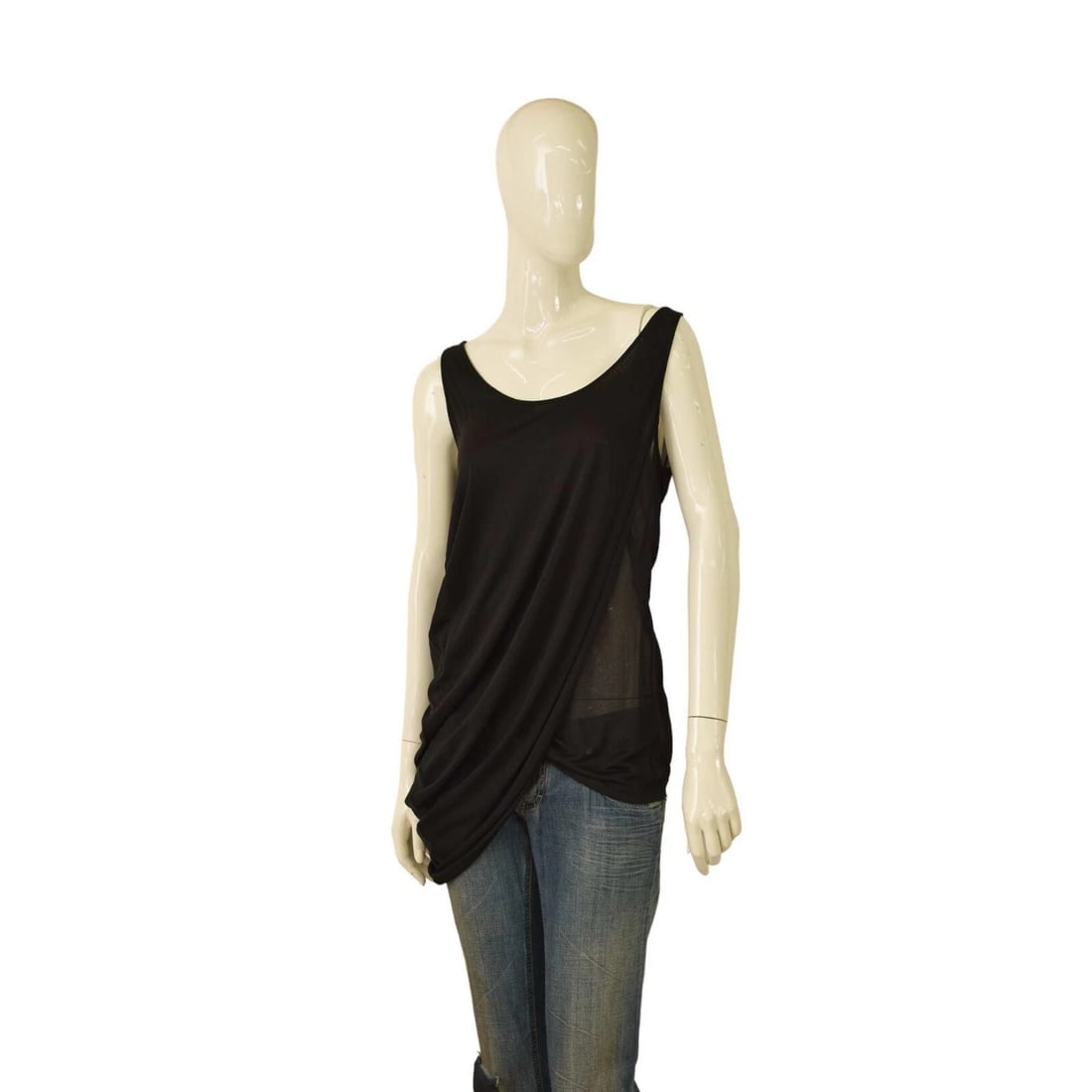 Alexander McQueen Black Viscose Silk Sleeveless Draped Blouse Tank Top sz 44 (1 of 6)
