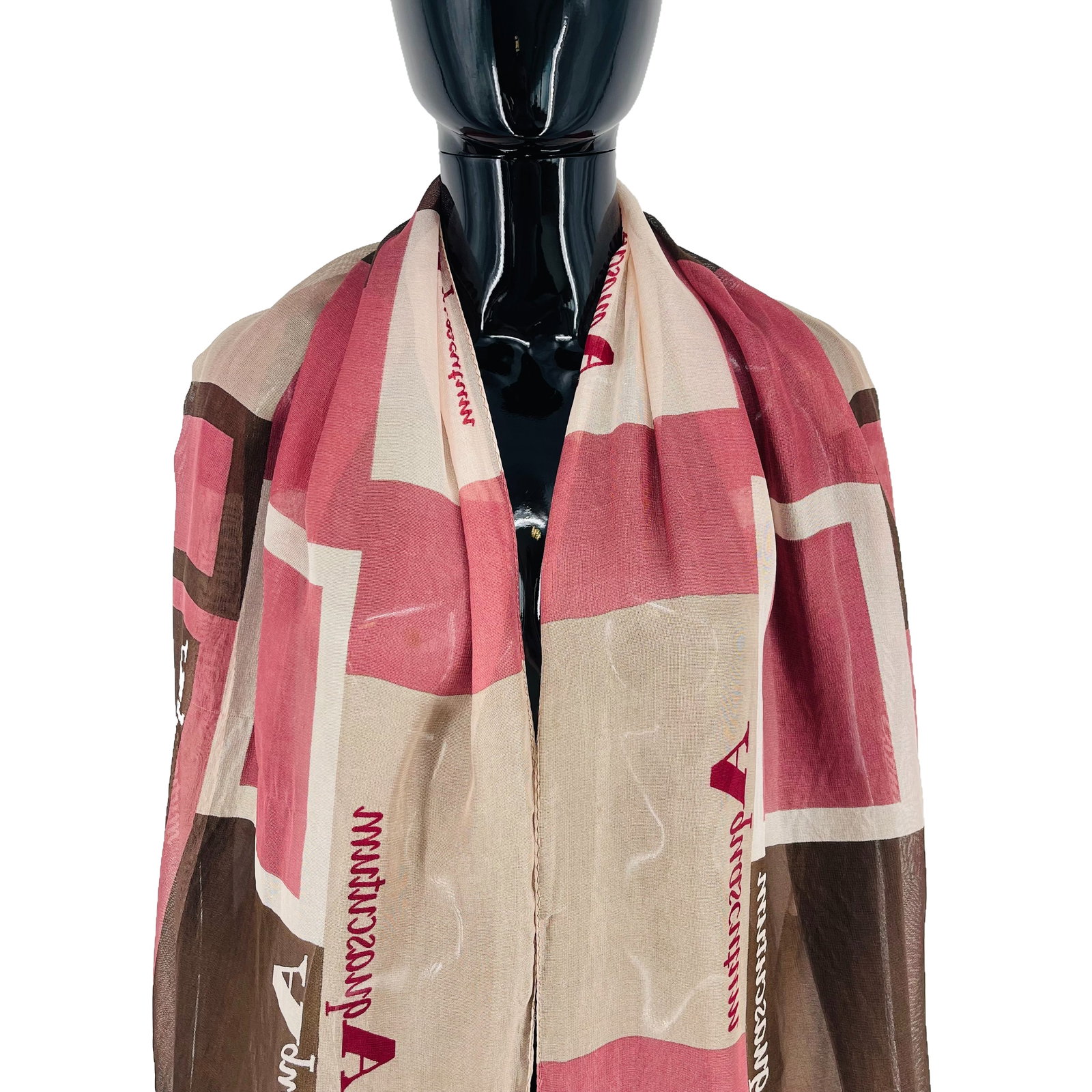Aquascutum Red Printed 100% Silk Scarf - 2
