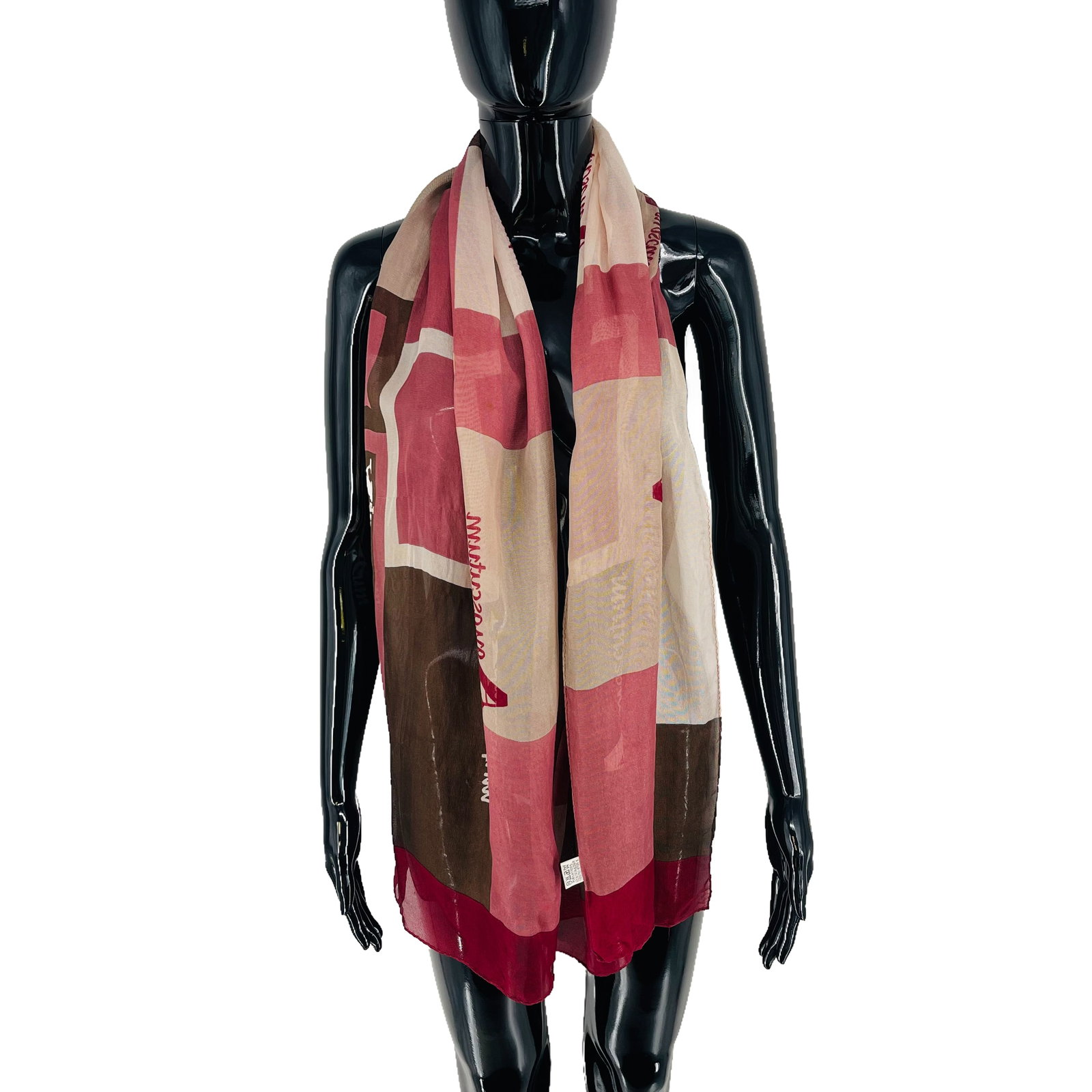 Aquascutum Red Printed 100% Silk Scarf - 3