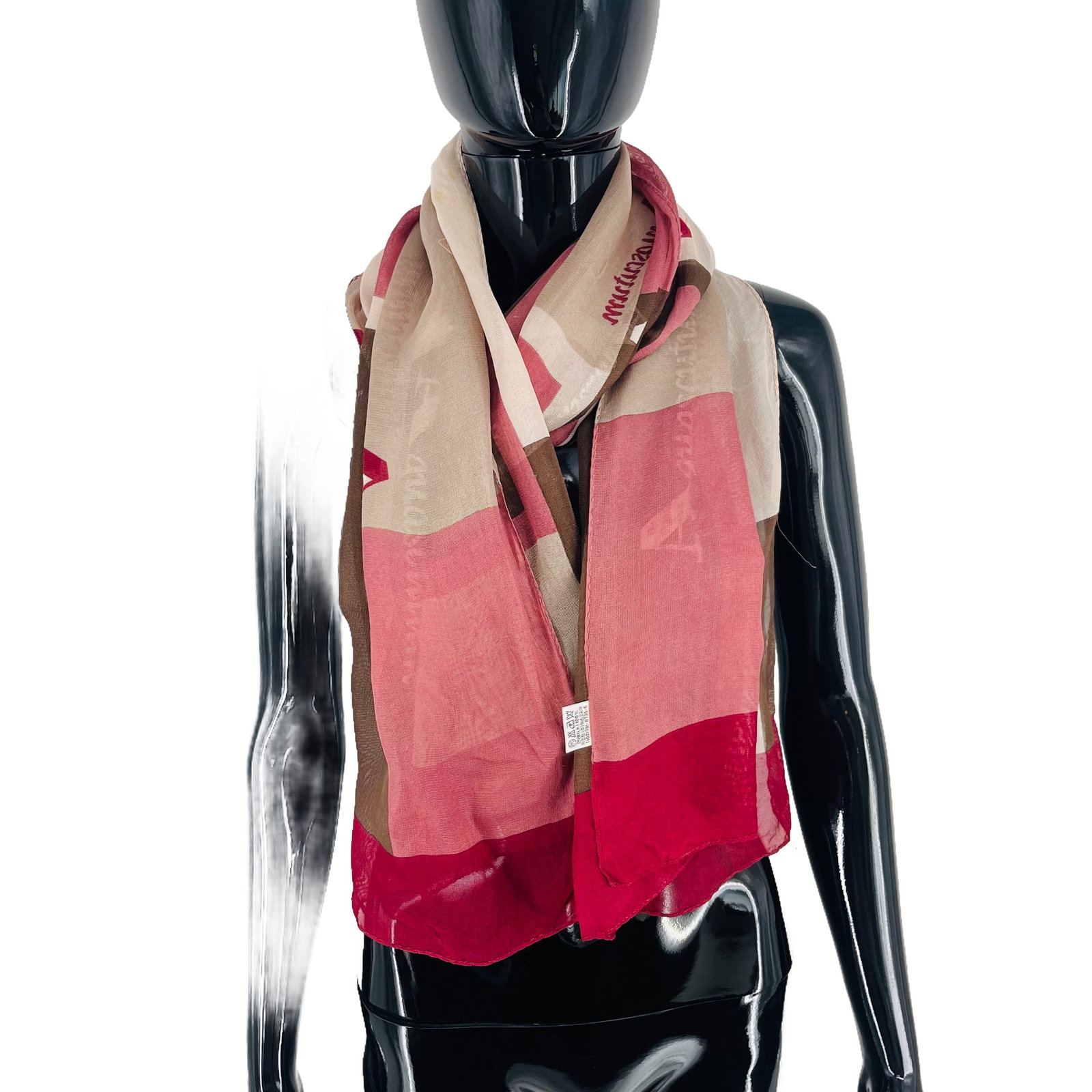 Aquascutum Red Printed 100% Silk Scarf - 4