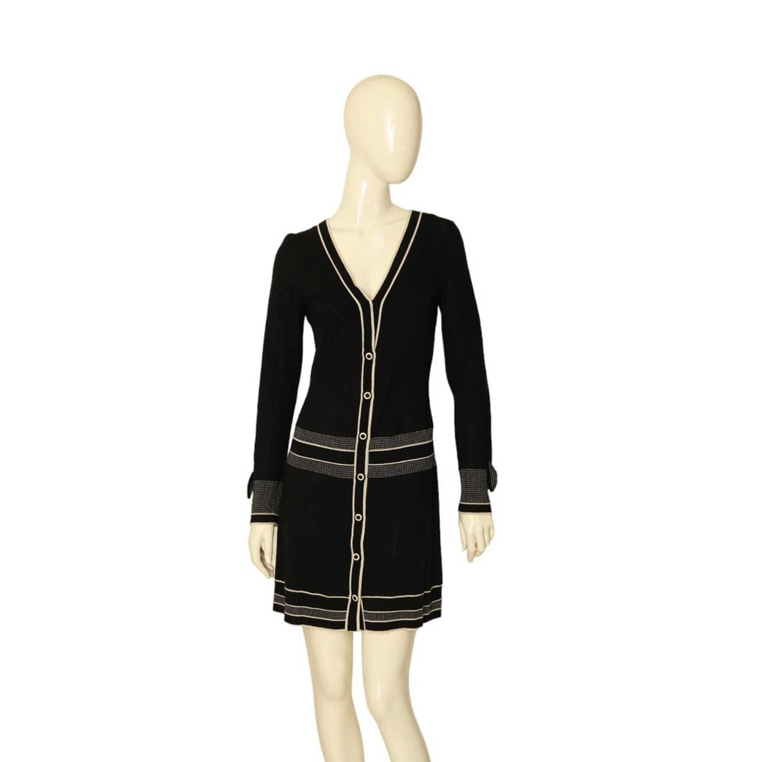 Temperley London Black Silk Cashmere Knit Beige Long Sleeves Mini Dress size M: Title: Temperley London Black Silk Cashmere Knit Beige Long Sleeves Mini Dress size M Description:Temperley Black Silk Knit Beige Gold Crochet Bib Long Sleeves Mini Dress size L Temperley London Black