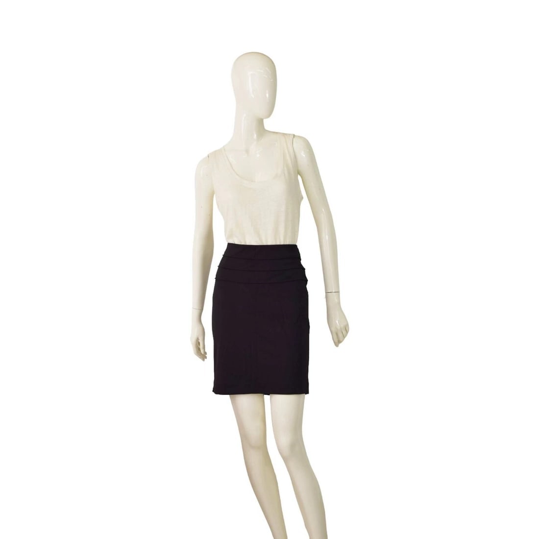 Max Studio Black Stretch Elasticated Mini Length Skirt Back Slit size M (1 of 5)