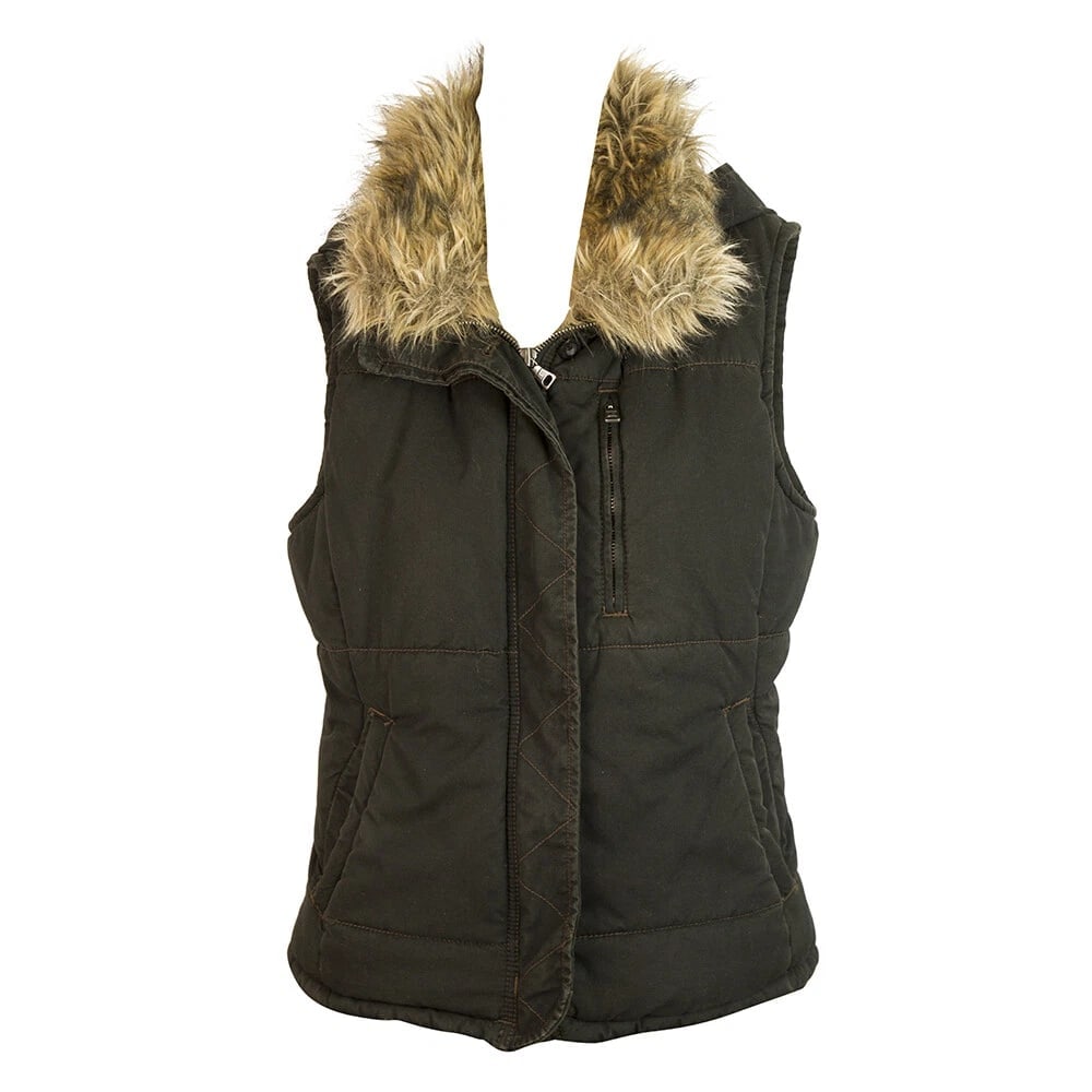 Polo Jeans Ralph Lauren Zipper Front Sleeveless Vest Jacket Faux Fur Hood size M - 5