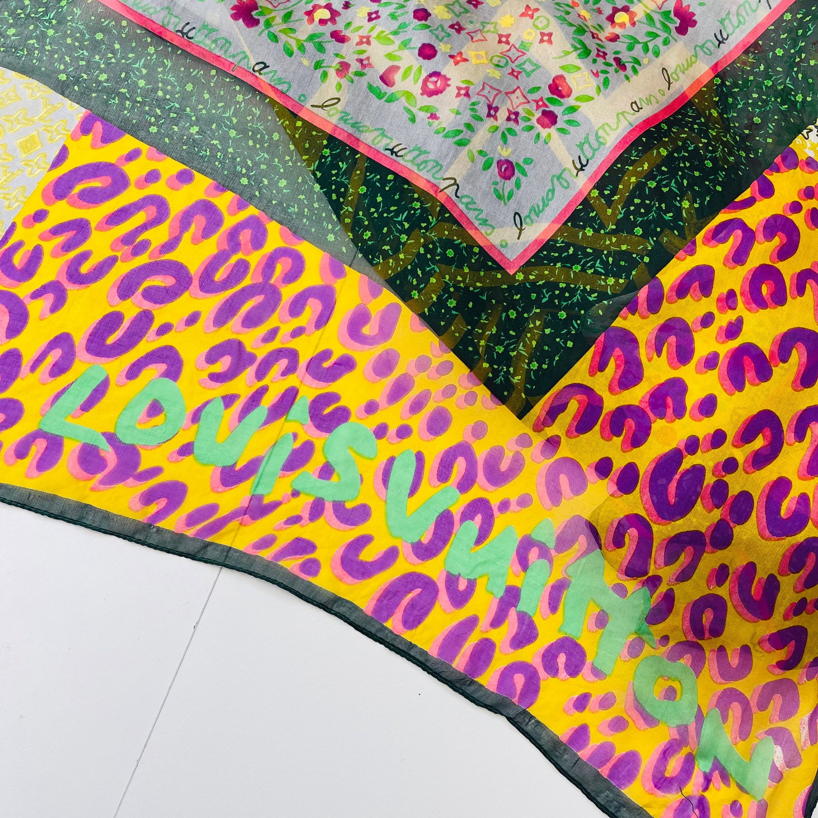 Louis Vuitton Green Printed 100% Silk Scarf - 5