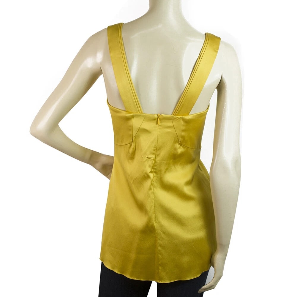 Jasmine de Milo Yellow Silk Pleated Tank Vest Sleeveless Top sz UK 10, US 6 - 2