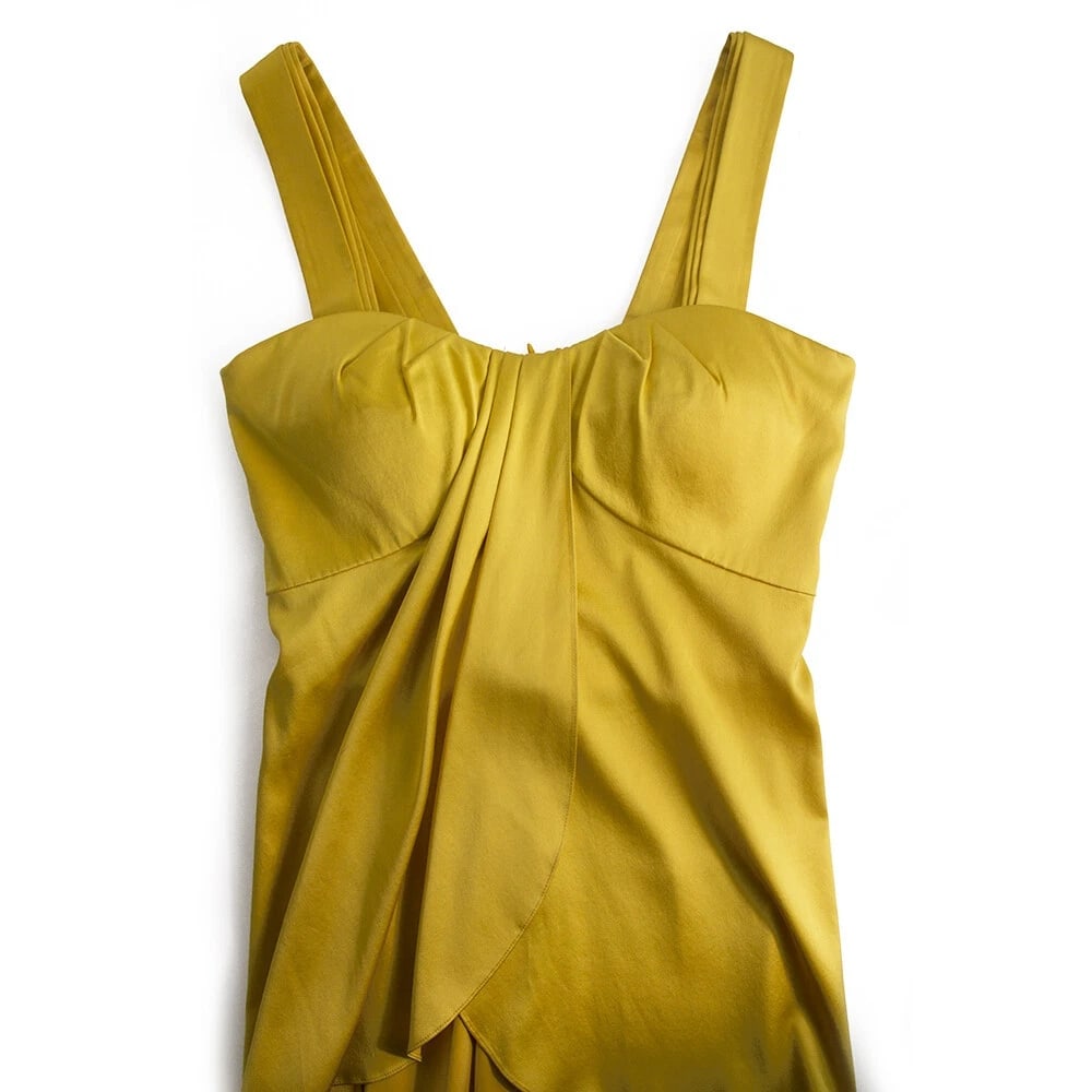 Jasmine de Milo Yellow Silk Pleated Tank Vest Sleeveless Top sz UK 10, US 6 - 6
