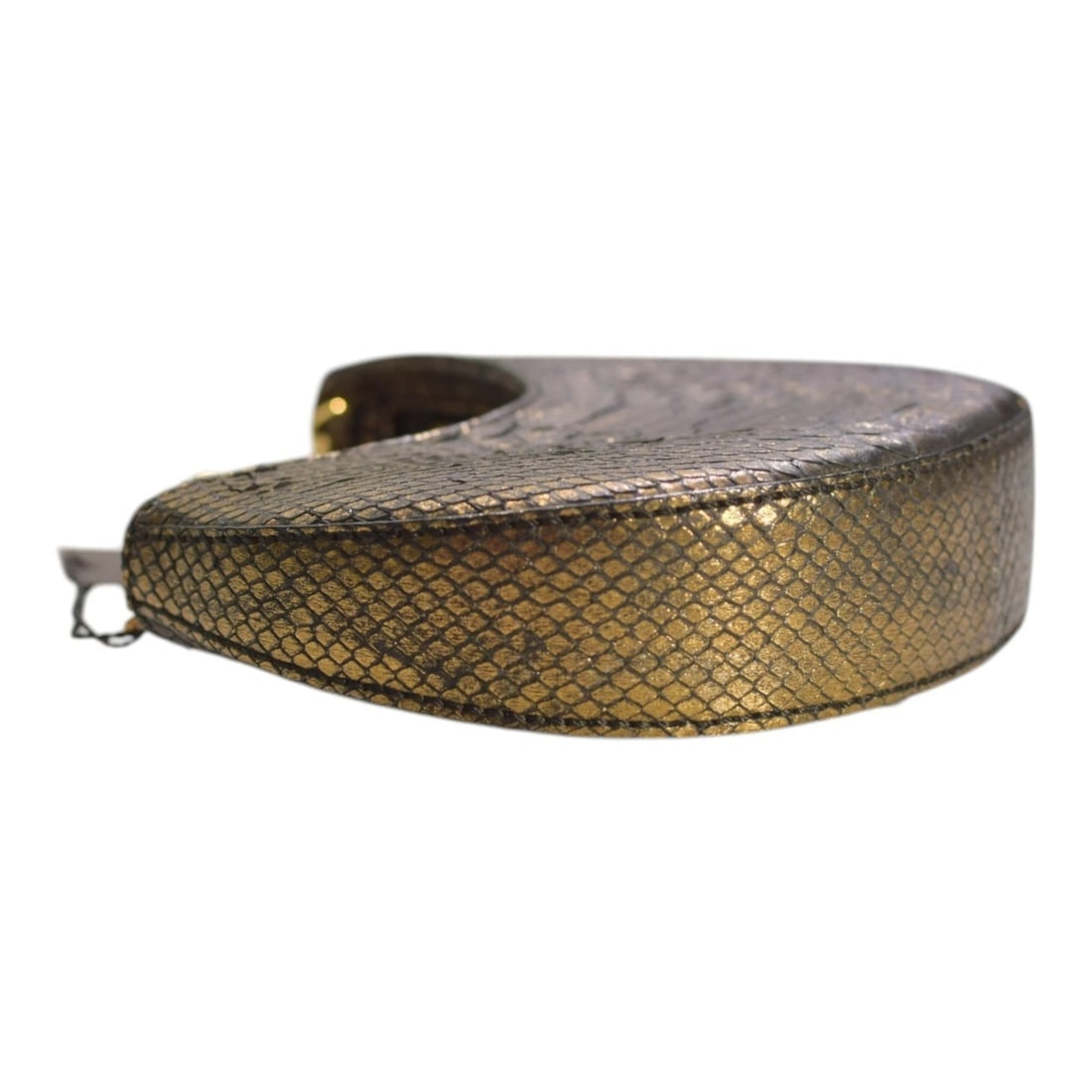 Corto Moltedo Moon B003 XS Snake Leather Mini Shoulder Bag Gold Black Italy - 10