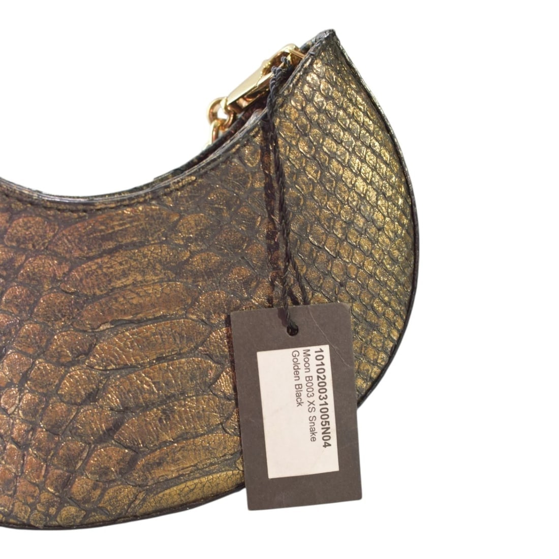 Corto Moltedo Moon B003 XS Snake Leather Mini Shoulder Bag Gold Black Italy - 14