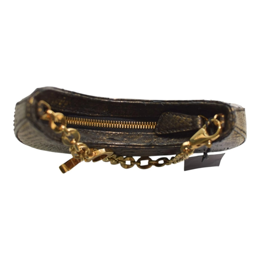 Corto Moltedo Moon B003 XS Snake Leather Mini Shoulder Bag Gold Black Italy - 16