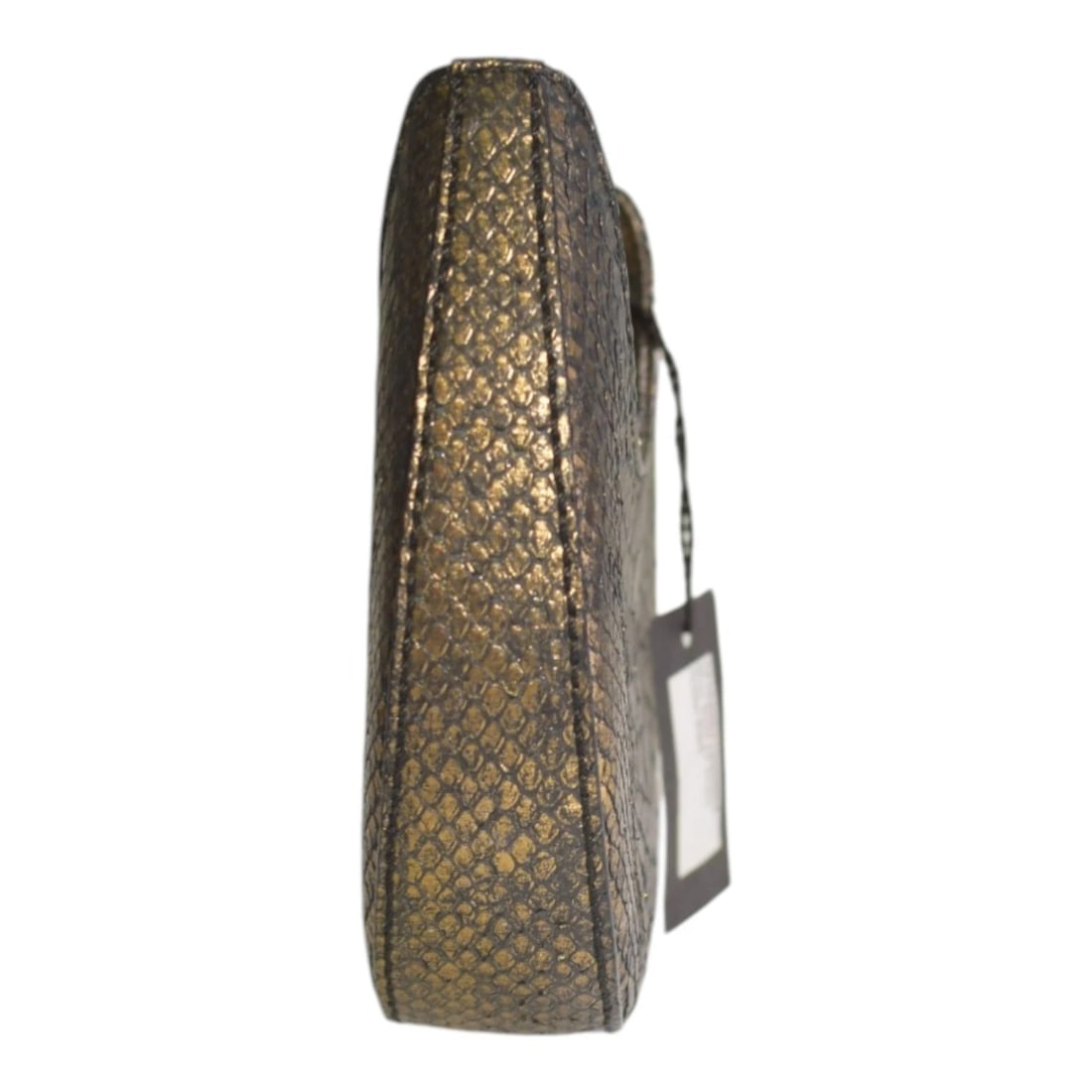 Corto Moltedo Moon B003 XS Snake Leather Mini Shoulder Bag Gold Black Italy - 3