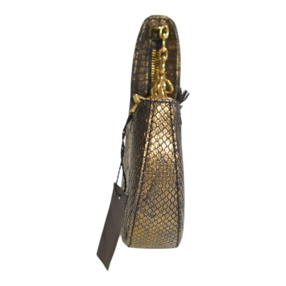 Corto Moltedo Moon B003 XS Snake Leather Mini Shoulder Bag Gold Black Italy - 4