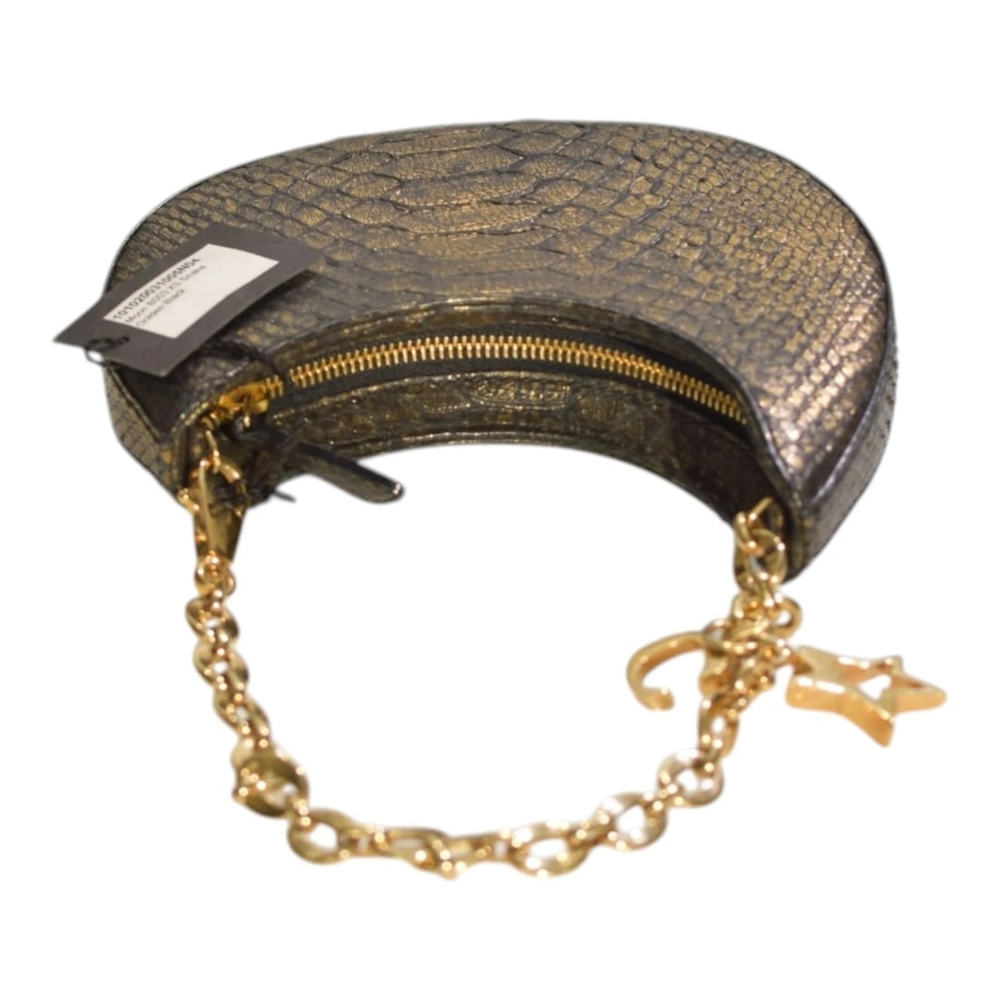 Corto Moltedo Moon B003 XS Snake Leather Mini Shoulder Bag Gold Black Italy - 5