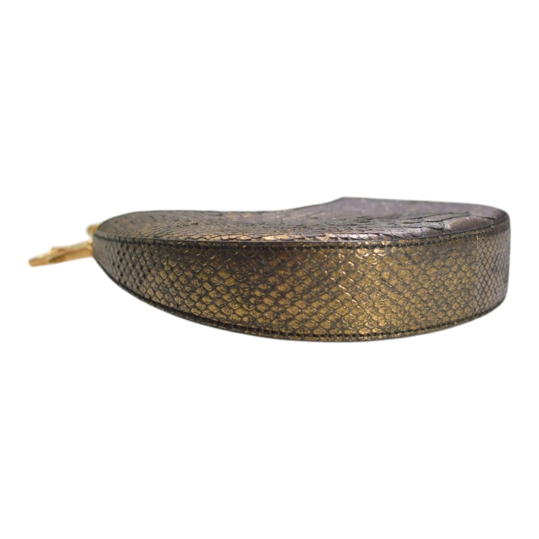 Corto Moltedo Moon B003 XS Snake Leather Mini Shoulder Bag Gold Black Italy - 7