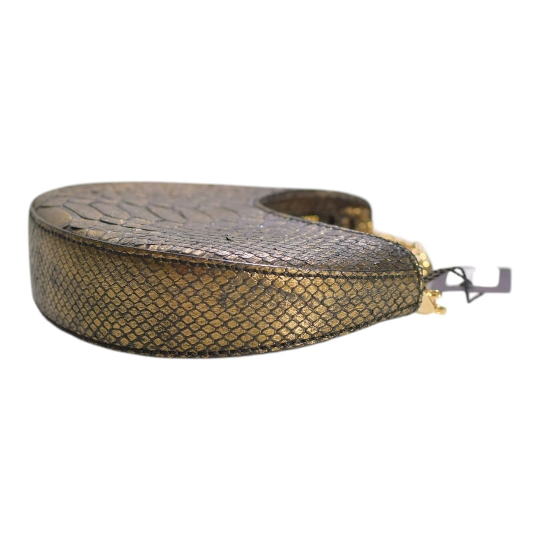 Corto Moltedo Moon B003 XS Snake Leather Mini Shoulder Bag Gold Black Italy - 8