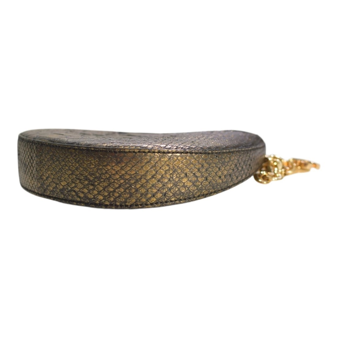 Corto Moltedo Moon B003 XS Snake Leather Mini Shoulder Bag Gold Black Italy - 9