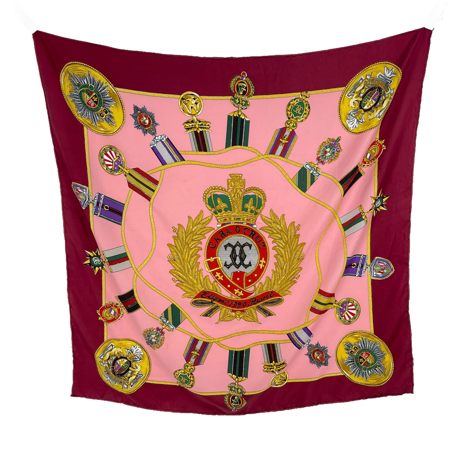 Cara O Cruz Pink Printed 100% Silk Scarf (1 of 9)