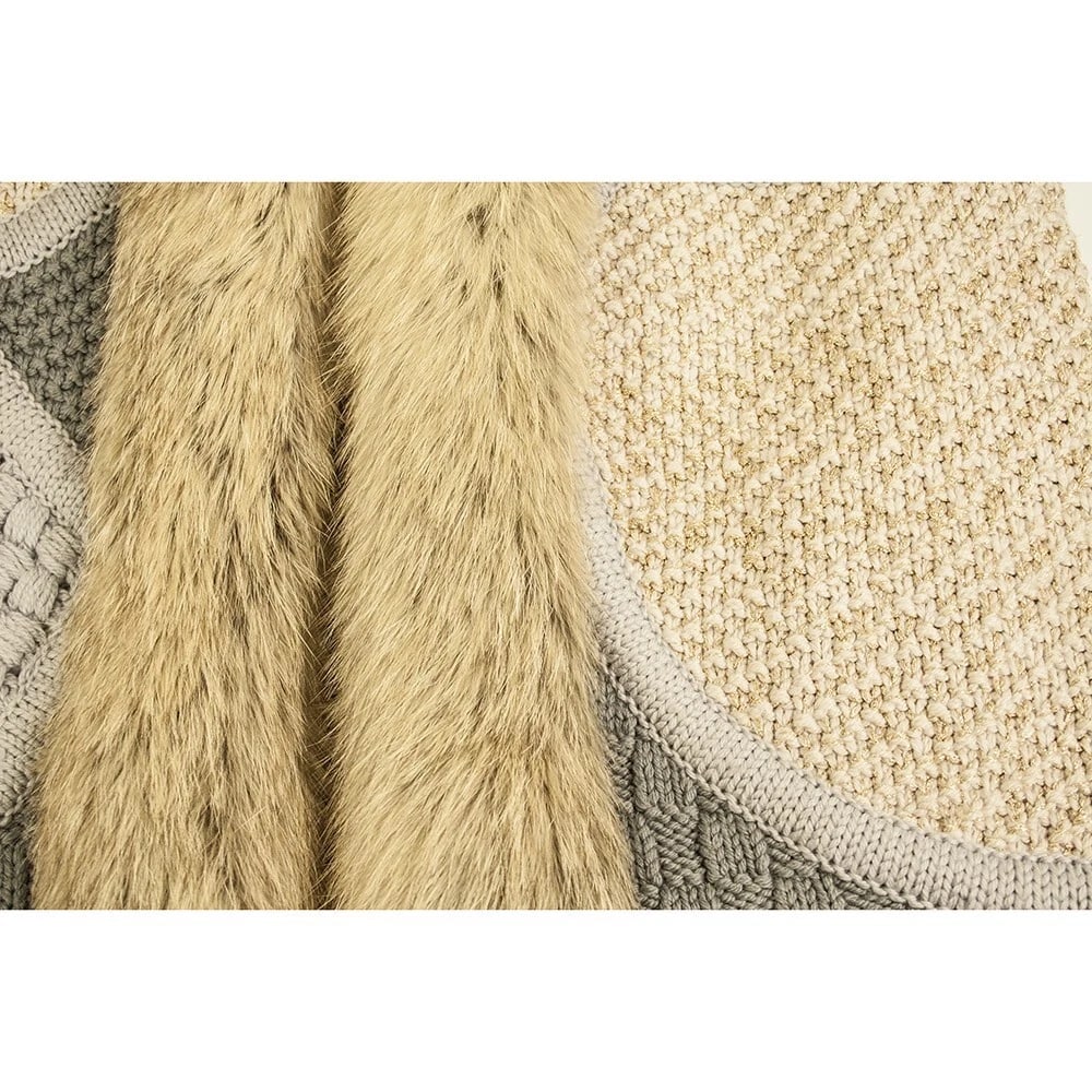 Emilio Pucci Beige Gray Renard Lapin Fur Wool Vest Sleeveless Jacket Gillet 42 - 4