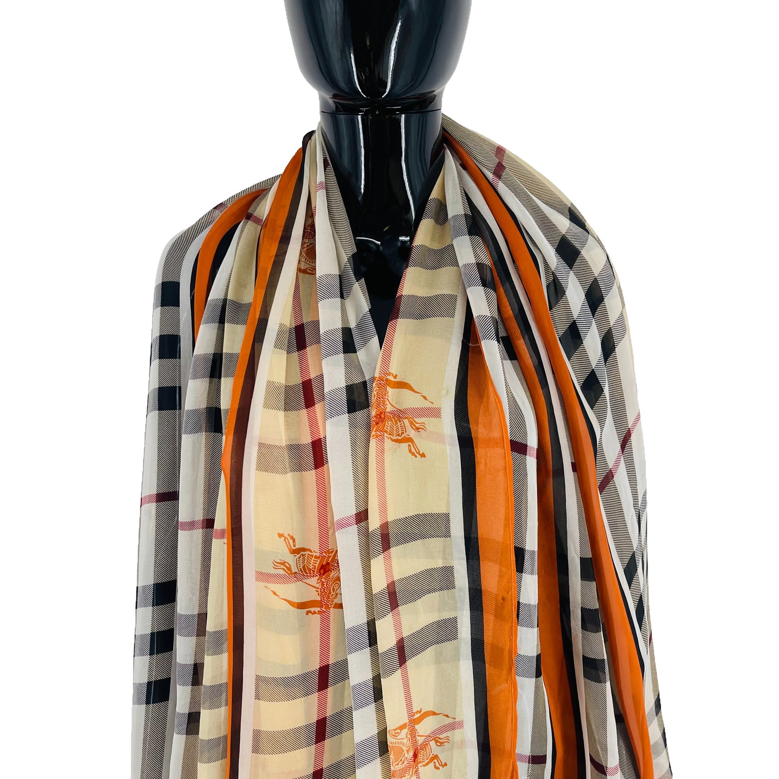 Burberry Beige Plaid 100% Silk Scarf - 2