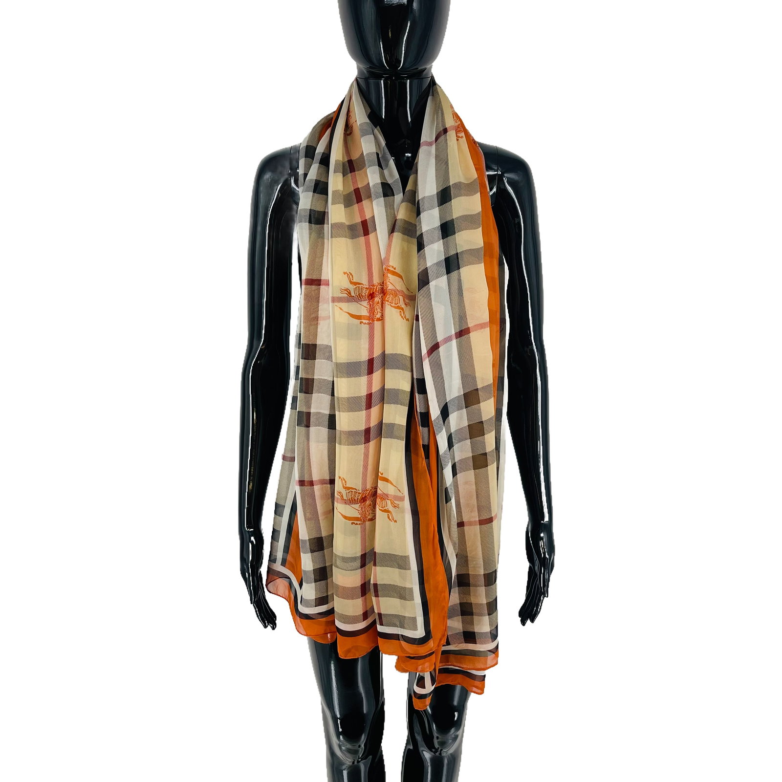 Burberry Beige Plaid 100% Silk Scarf - 3