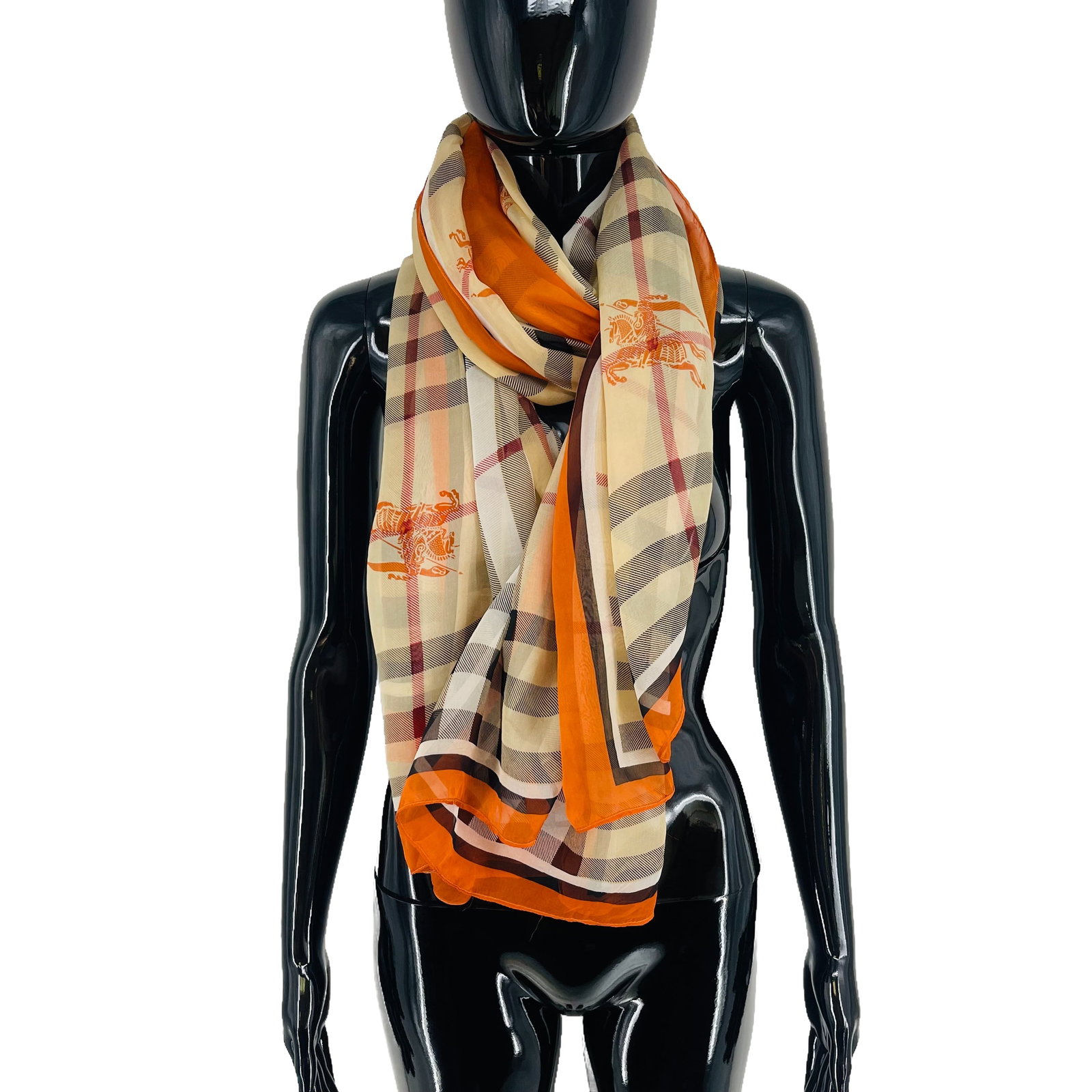 Burberry Beige Plaid 100% Silk Scarf - 4