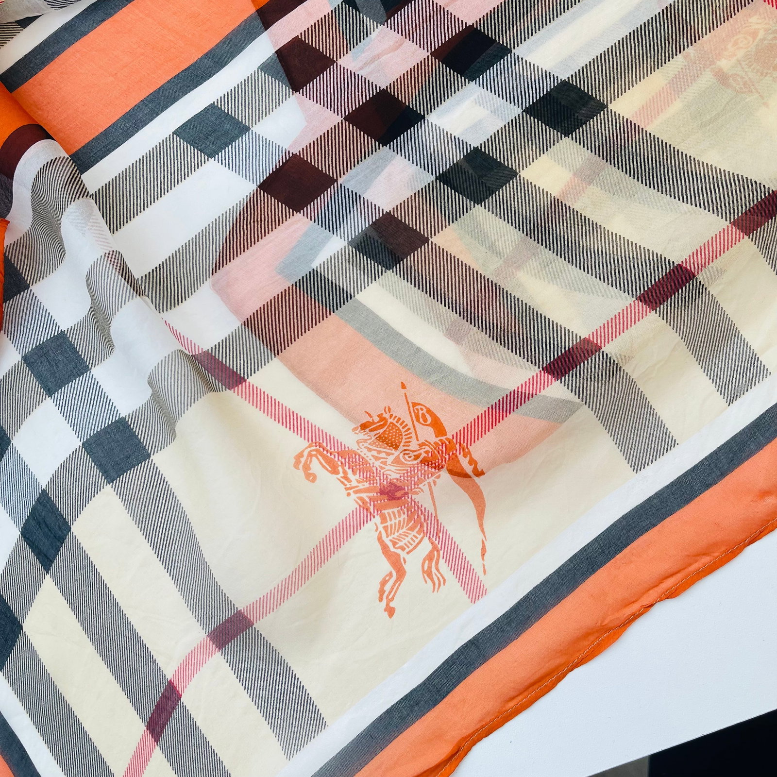Burberry Beige Plaid 100% Silk Scarf - 5