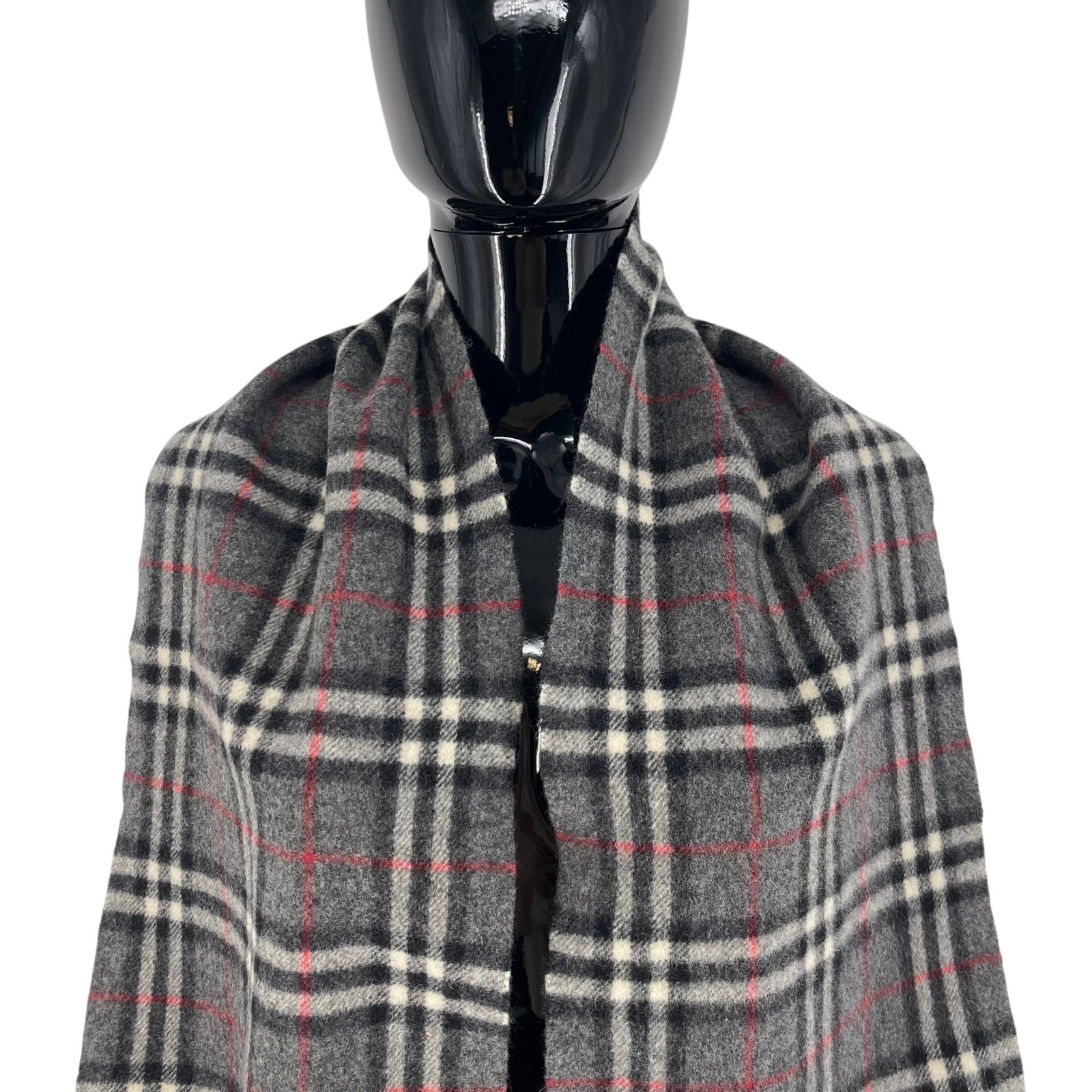 Burberry Grey Plaid 100% Wool Scarf - 2