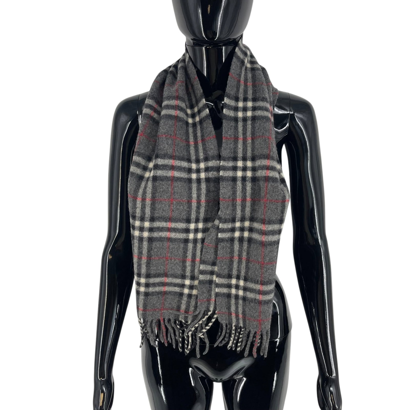 Burberry Grey Plaid 100% Wool Scarf - 3