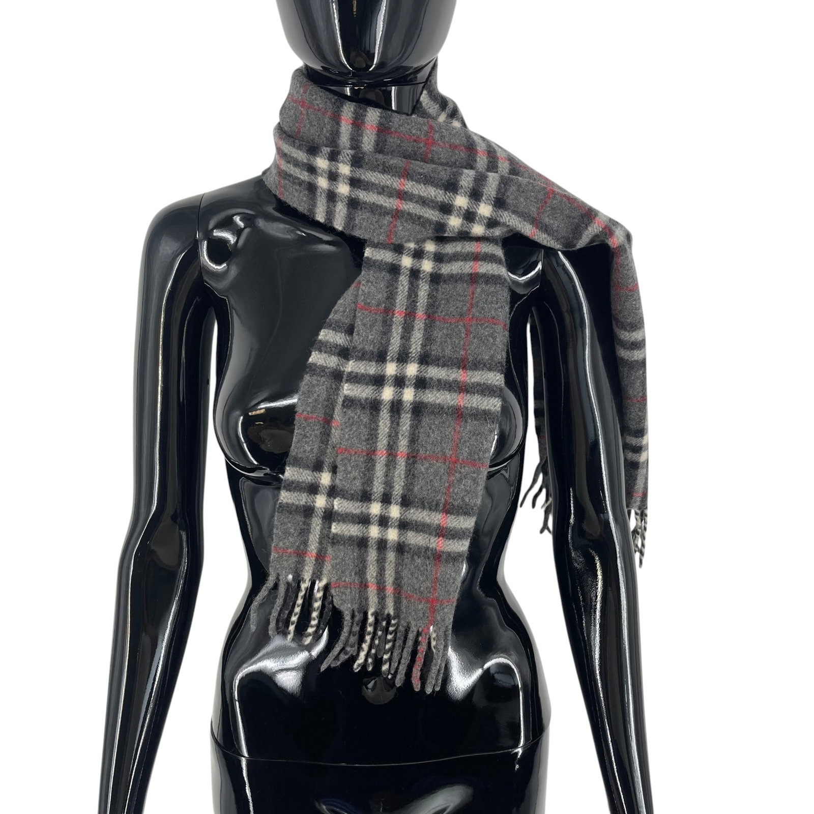 Burberry Grey Plaid 100% Wool Scarf - 4