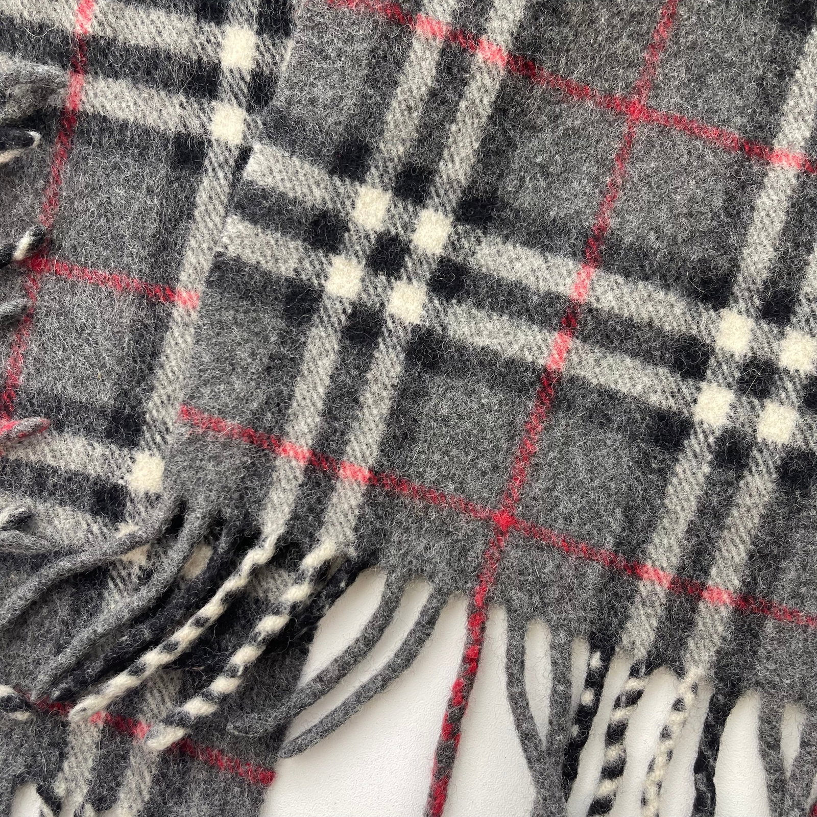 Burberry Grey Plaid 100% Wool Scarf - 5
