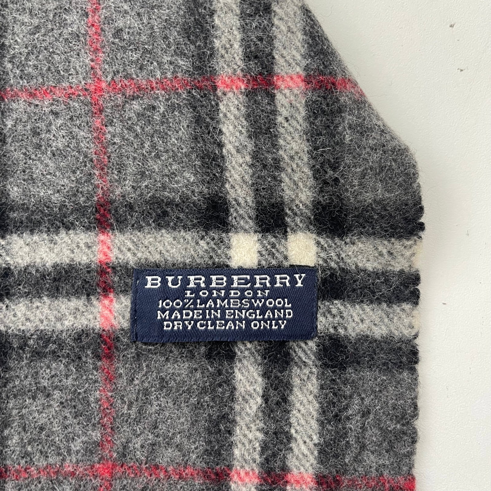 Burberry Grey Plaid 100% Wool Scarf - 6
