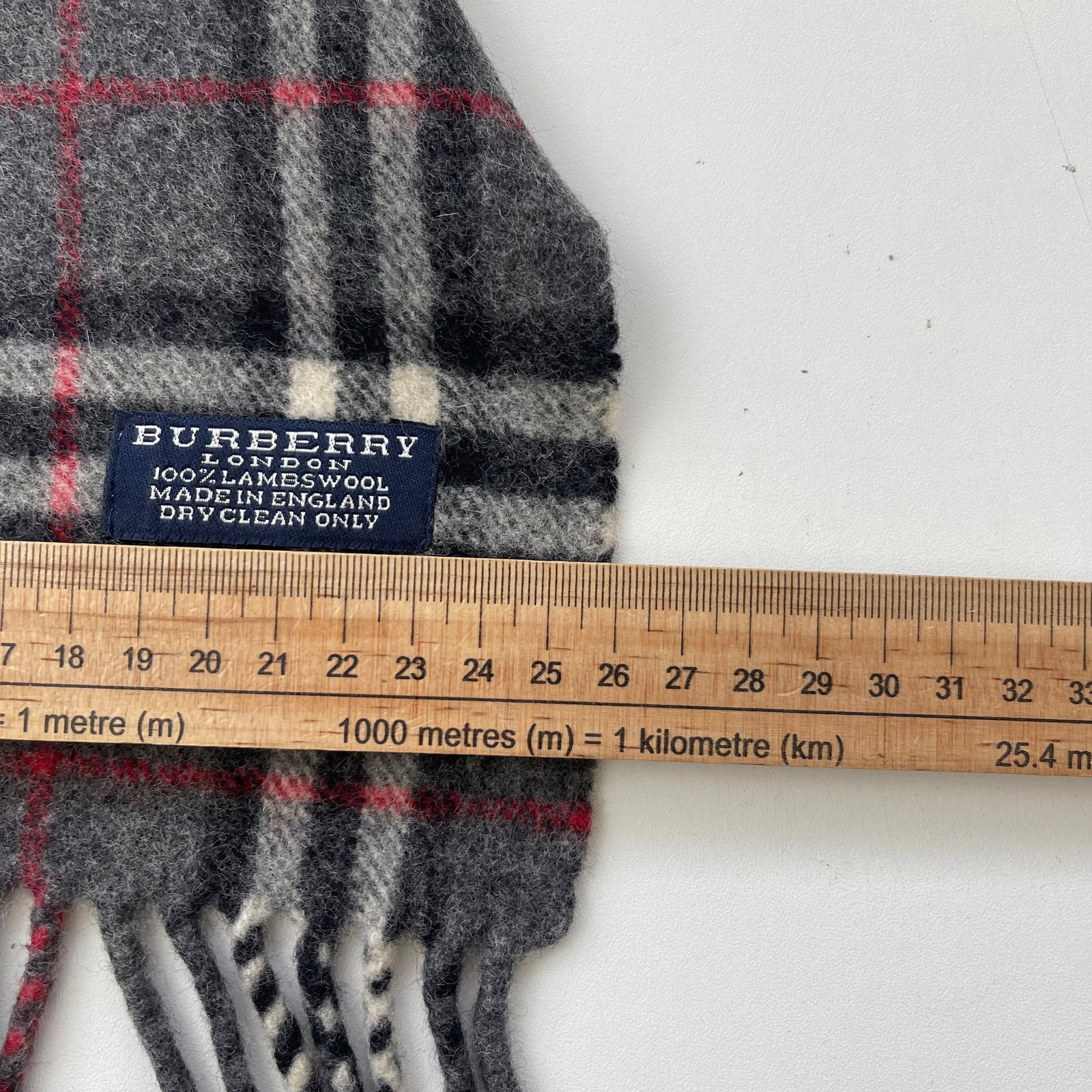 Burberry Grey Plaid 100% Wool Scarf - 7