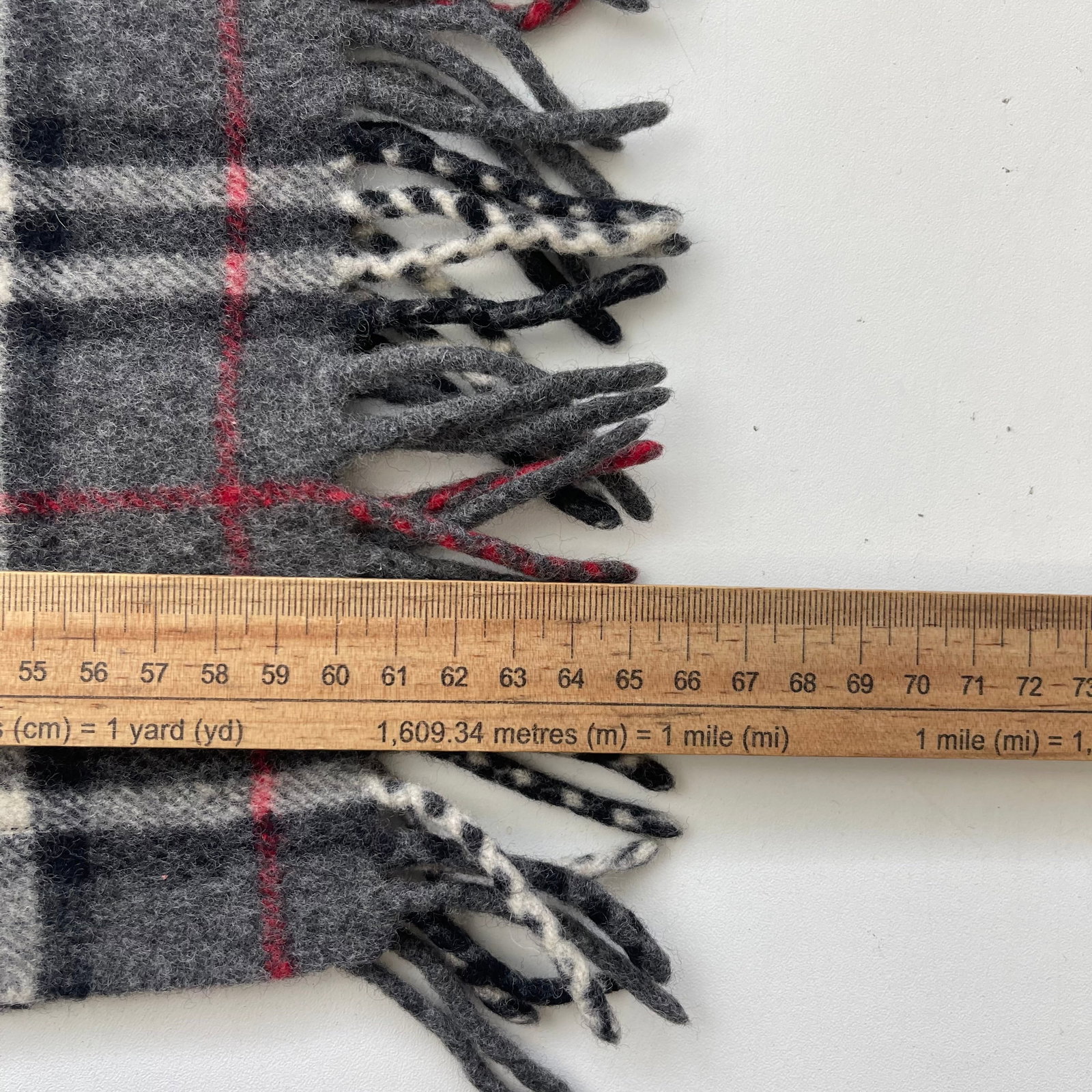 Burberry Grey Plaid 100% Wool Scarf - 8