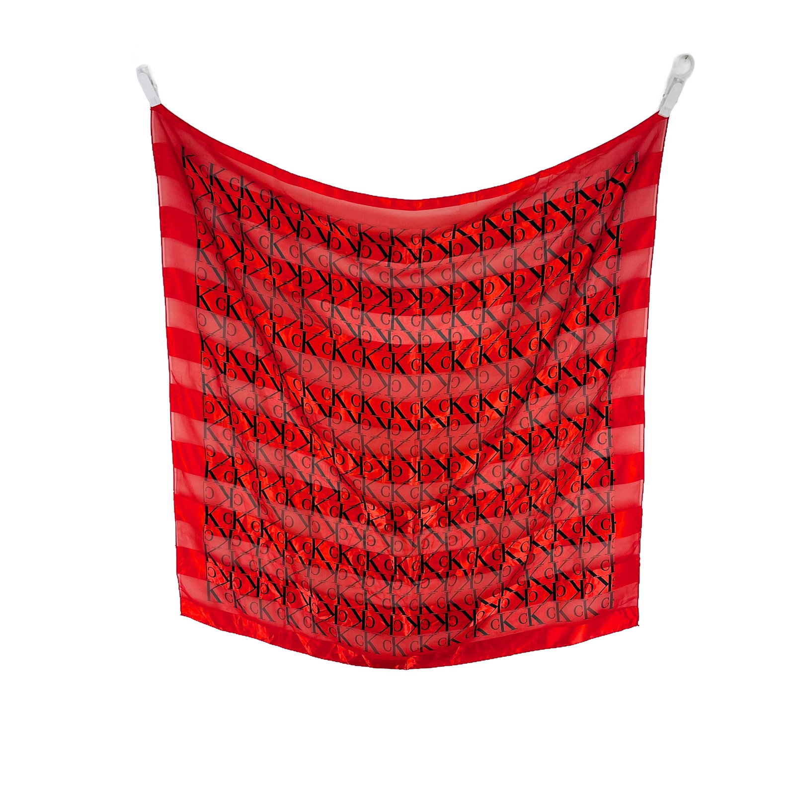 Calvin Klein Red Monogram 100% Silk Scarf (1 of 7)