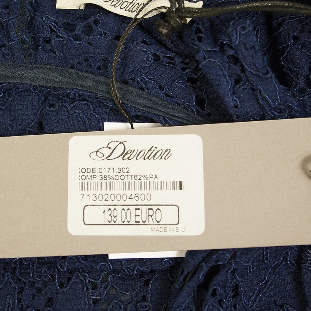 Devotion Blue Lace Knee Length Sleeveless Layered Cocktail Dress, New - 4