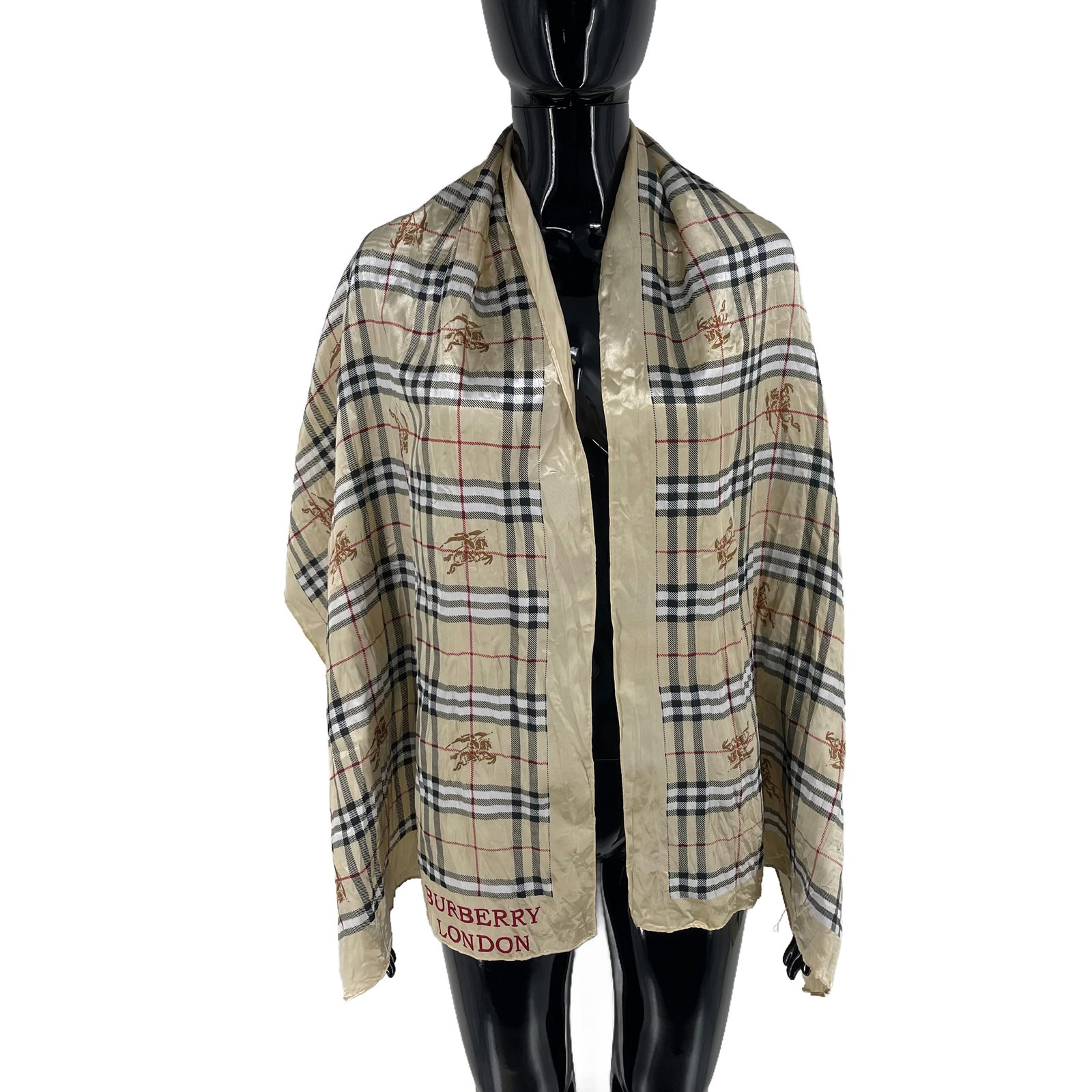 Burberry Gold Plaid 100% Silk Scarf: Title: Burberry Gold Plaid 100% Silk Scarf Brand:Burberry Date/Period:Modern Materials:100% Silk Size:One Size Description:Burberry Gold Plaid 100% Silk Scarf Reserve: $90.00 Shipping: Domestic: