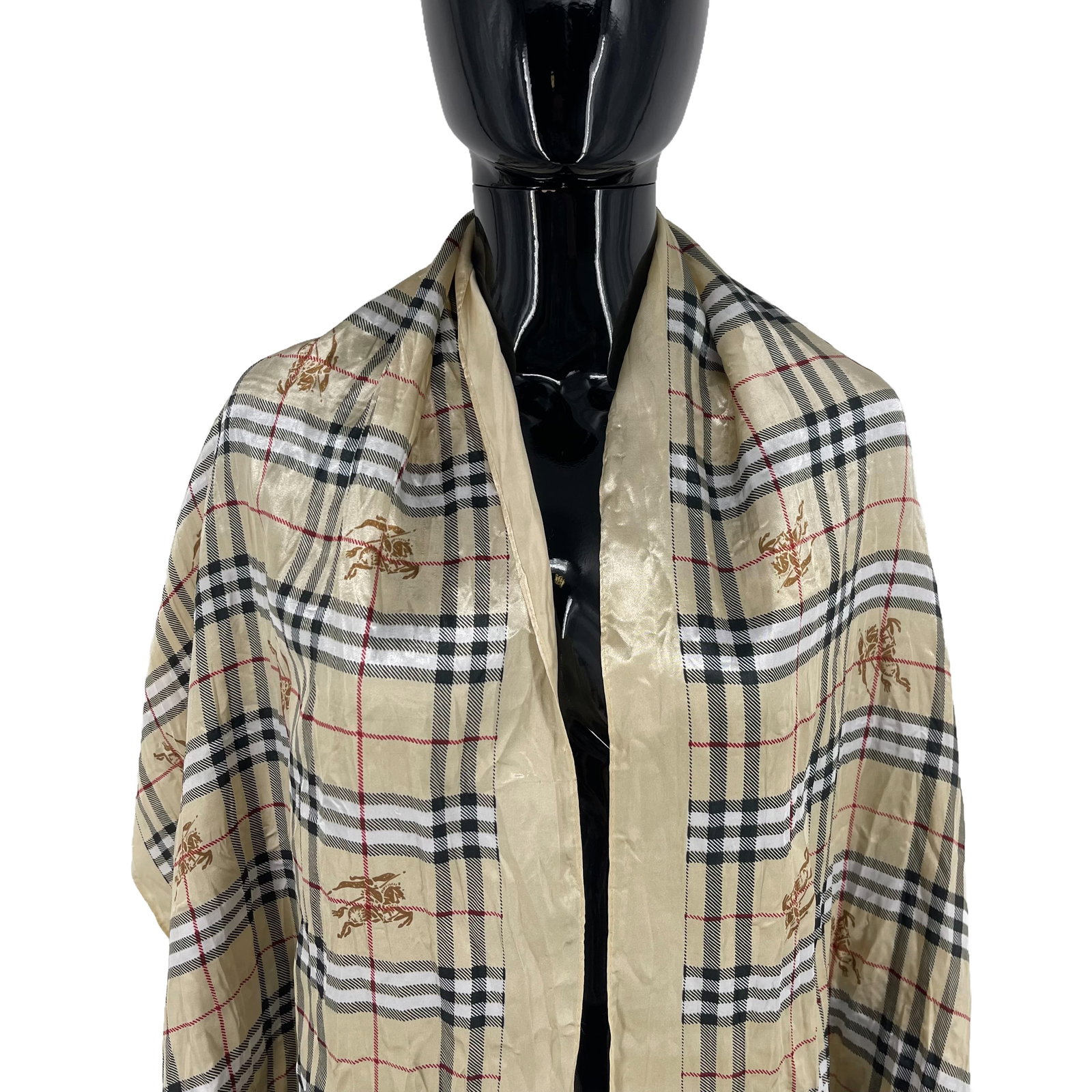 Burberry Gold Plaid 100% Silk Scarf - 2