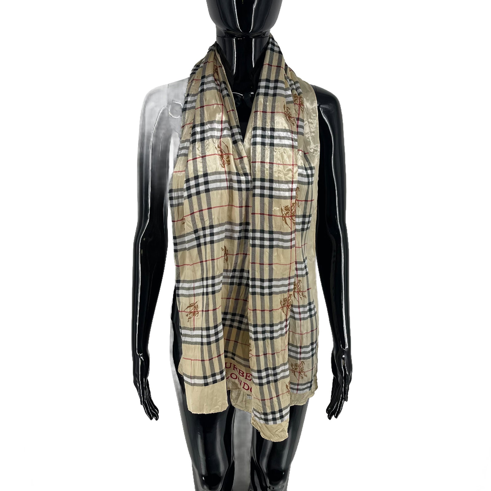 Burberry Gold Plaid 100% Silk Scarf - 3