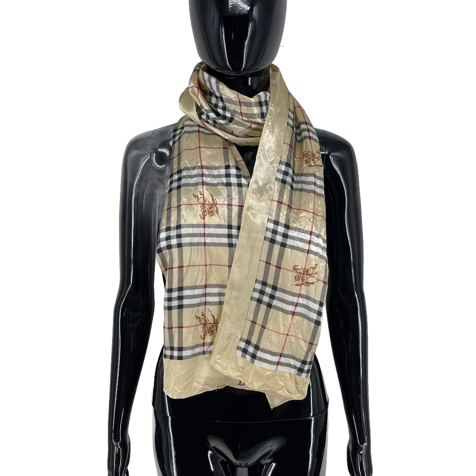 Burberry Gold Plaid 100% Silk Scarf - 4