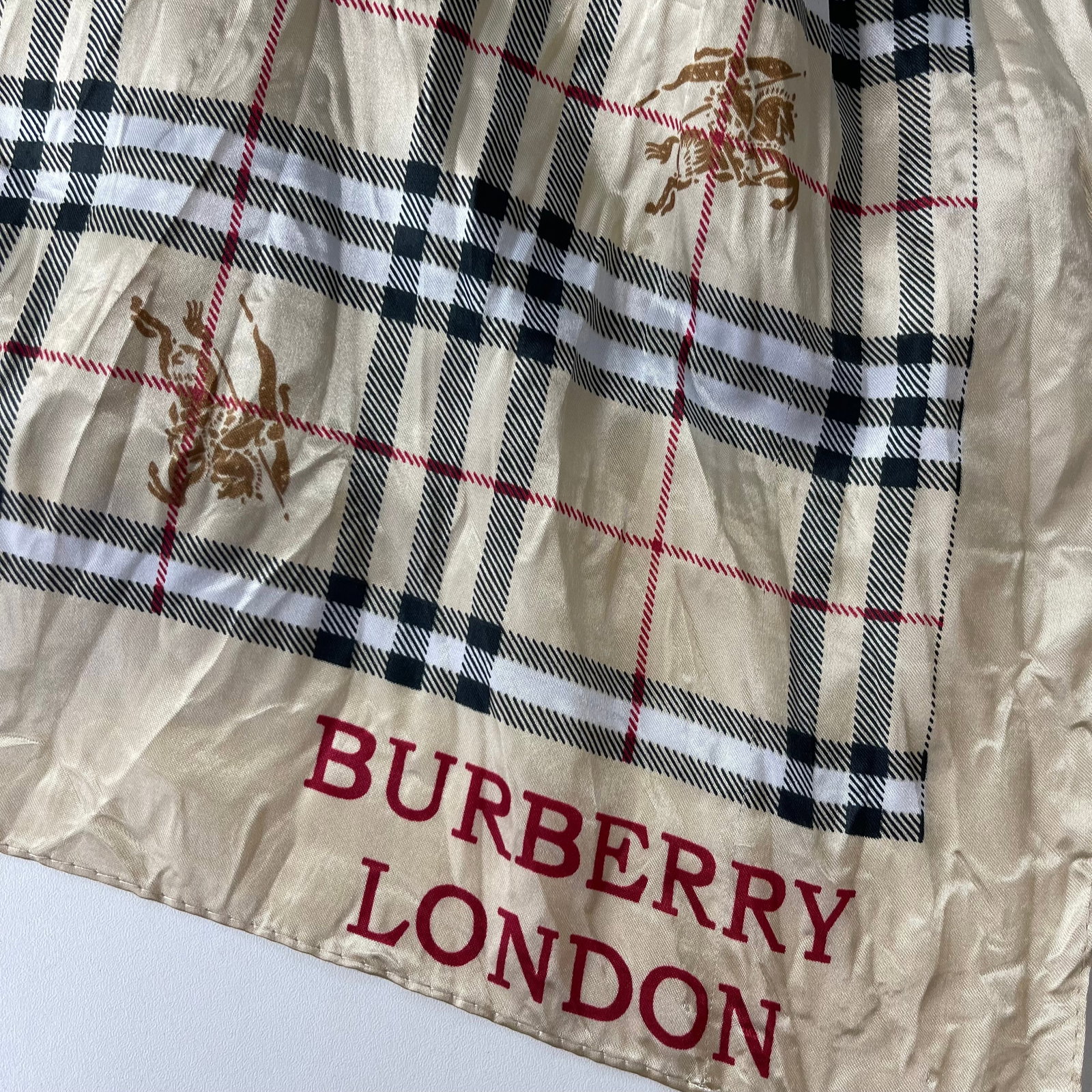 Burberry Gold Plaid 100% Silk Scarf - 5