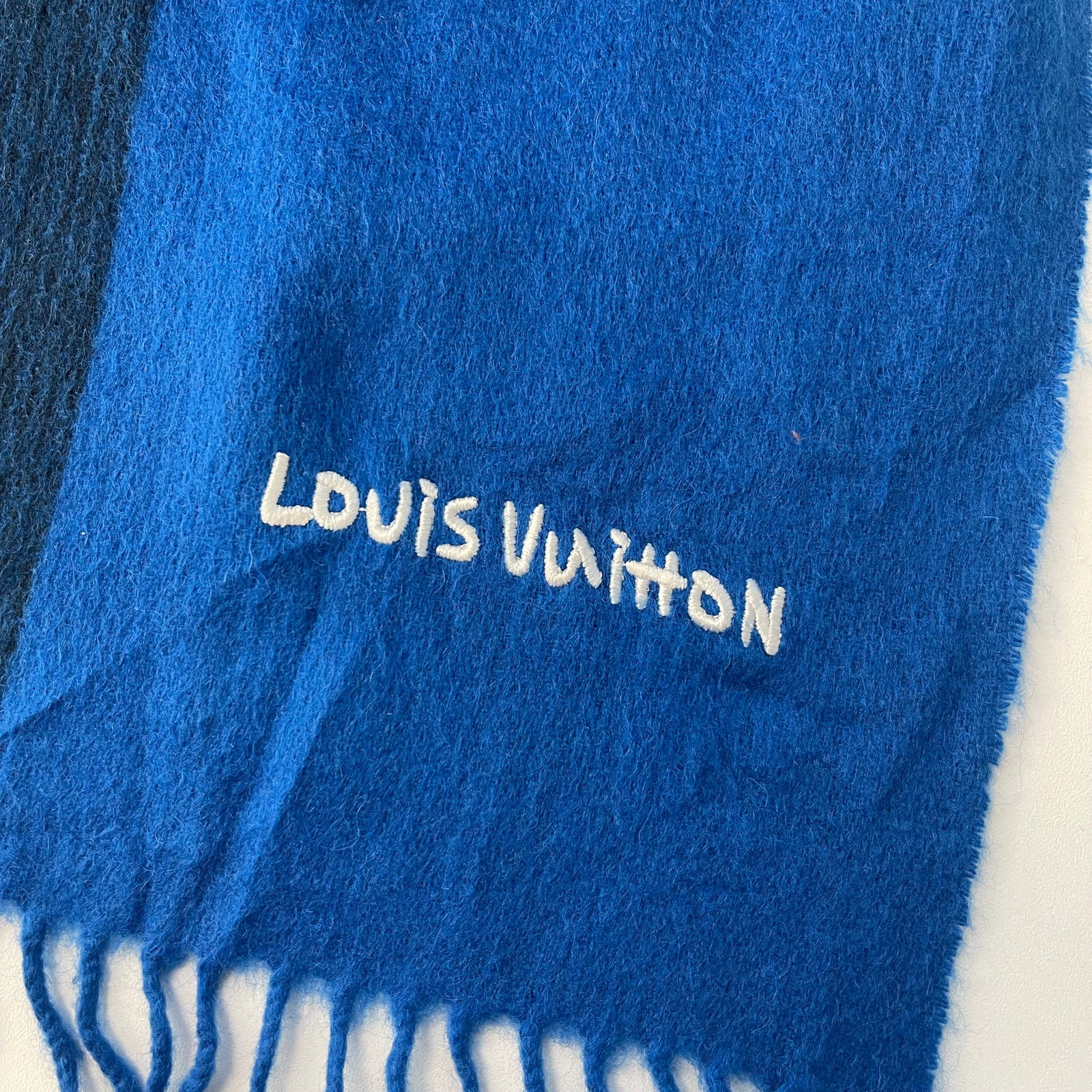 Louis Vuitton Navy Blue 100% Cashmere Scarf - 5