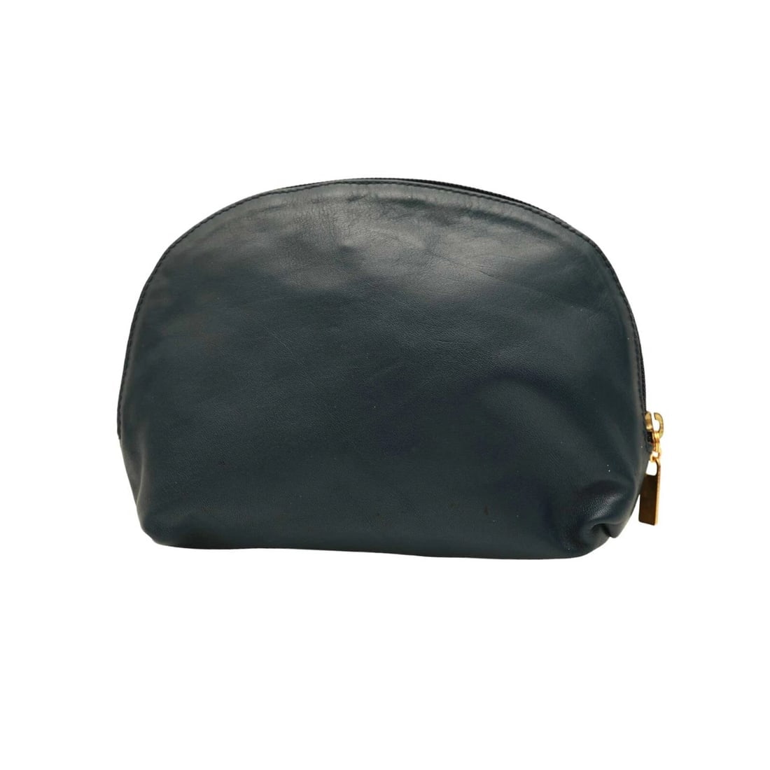 Ferre Blue Leather Zipper Opening Clutch Bag Handbag - 2