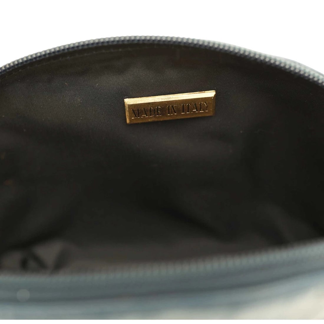 Ferre Blue Leather Zipper Opening Clutch Bag Handbag - 8