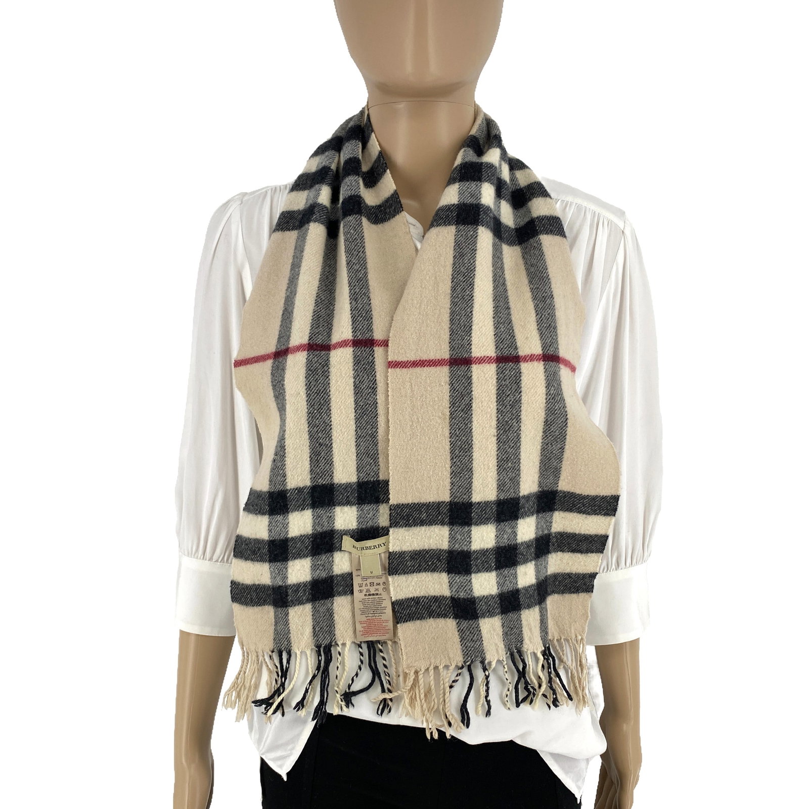 Burberry Children Beige Merino Wool & Cashmere Small Scarf: Title: Burberry Children Beige Merino Wool & Cashmere Small Scarf Brand:Burberry Date/Period:Modern Materials:90% Merino Wool 10% Cashmere Size:One Size Description:Burberry Children Beige Merino