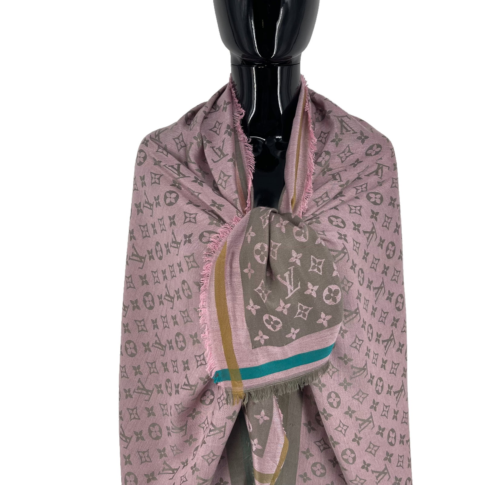 Louis Vuitton Pink Reversible Silk Wool Scarf - 2