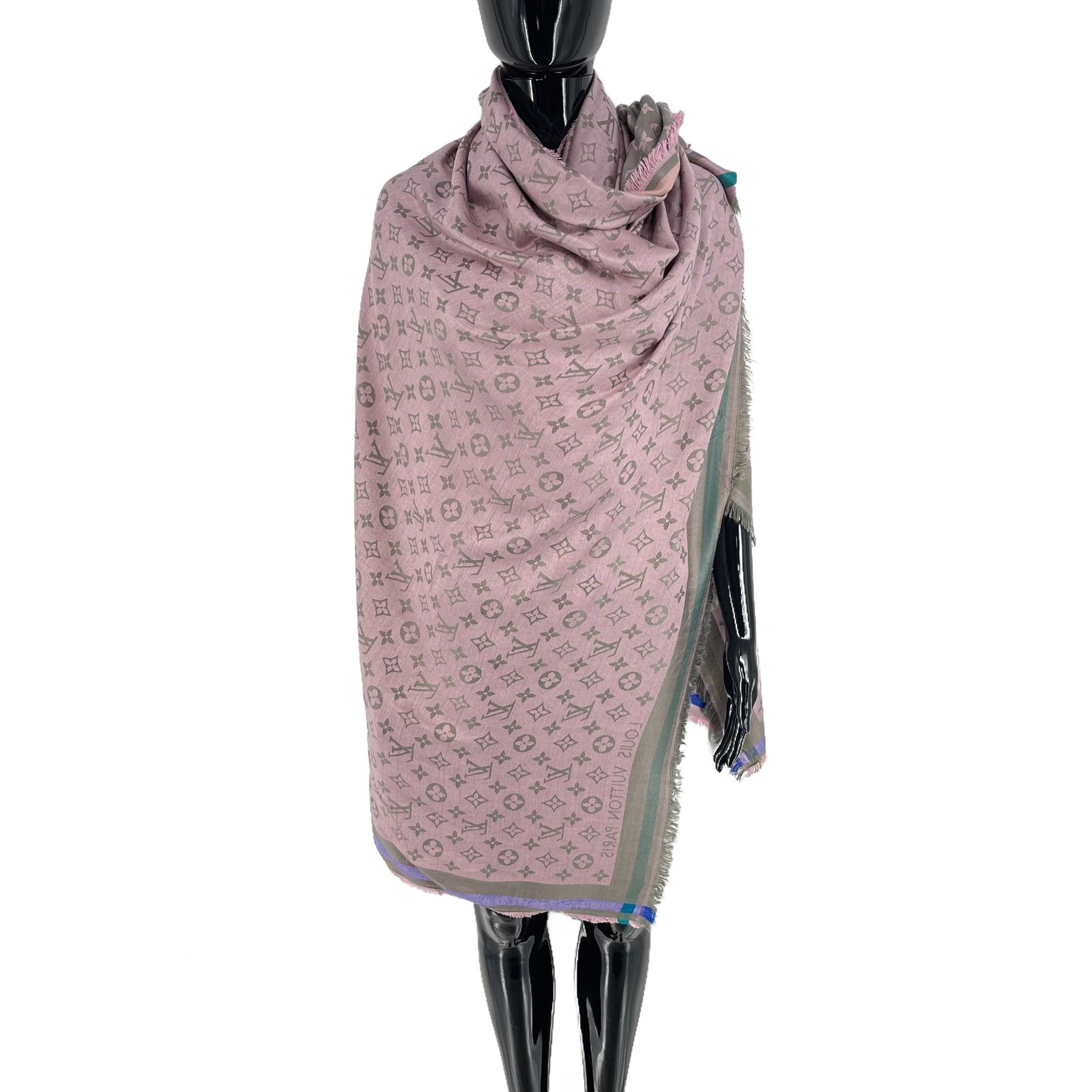 Louis Vuitton Pink Reversible Silk Wool Scarf - 3